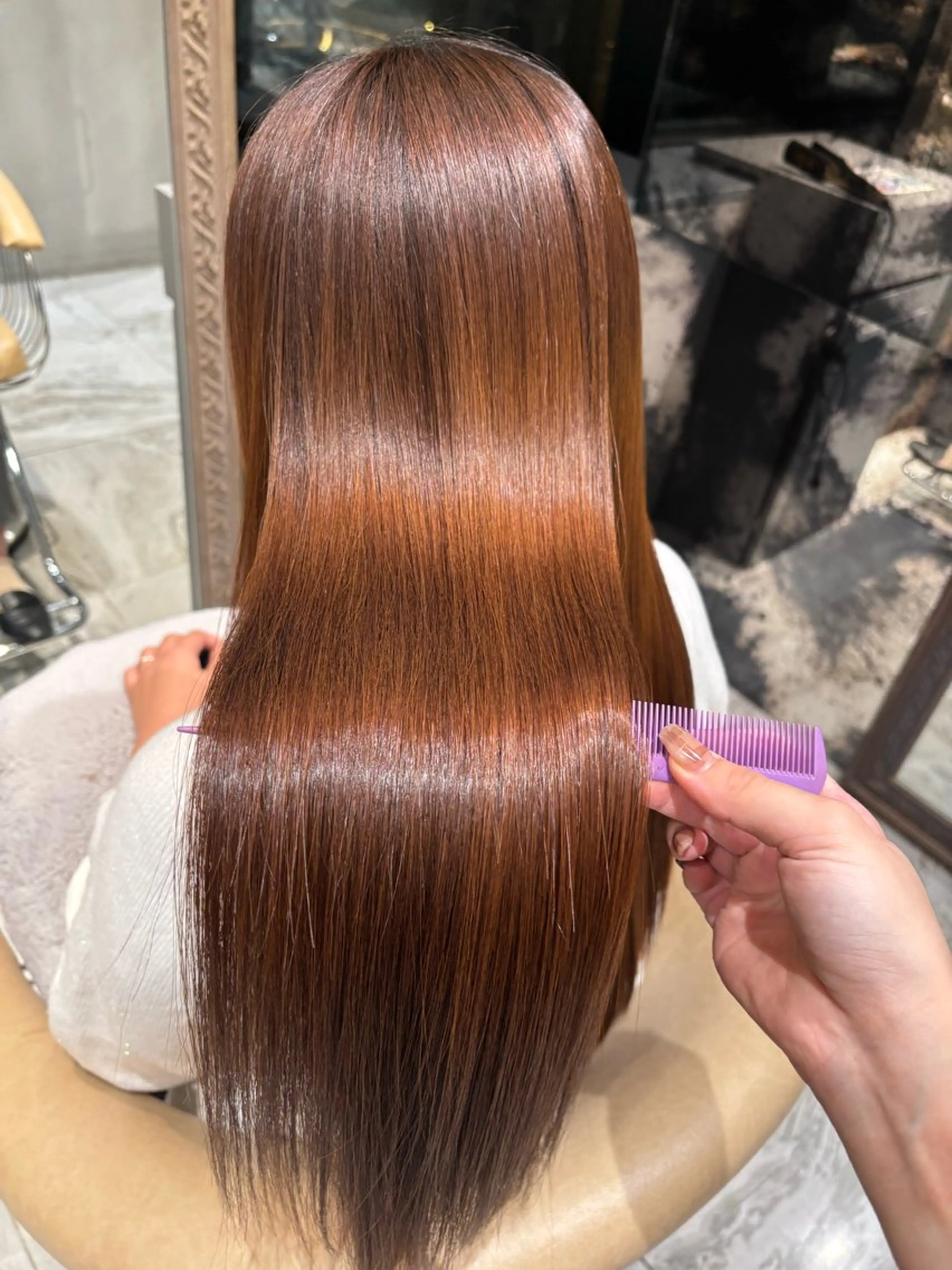 ロング 縮毛矯正 トリートメント 透明感カラー/艶髪 髪質改善/ayariのヘアスタイル