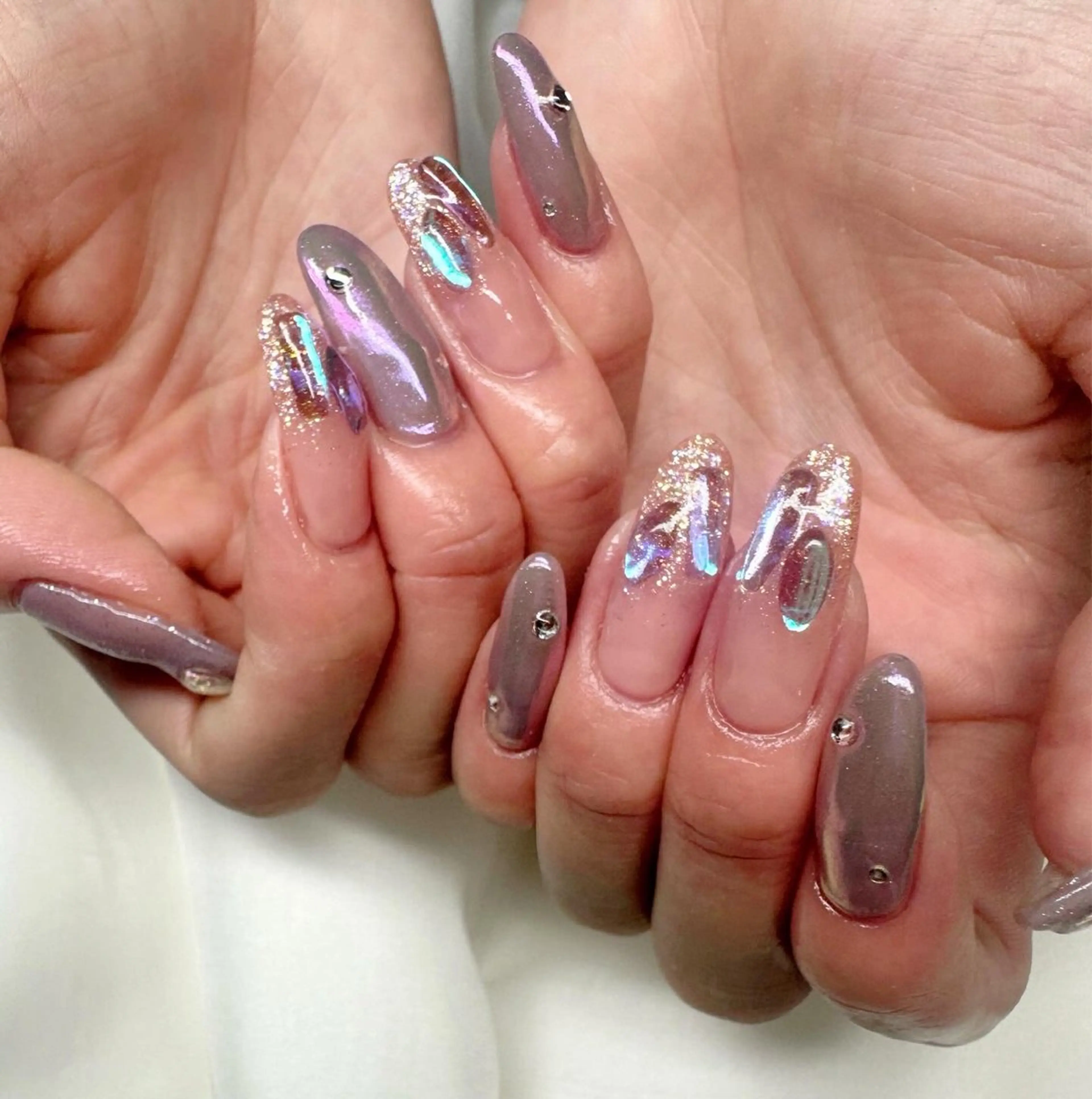 ネイル オーロラネイル クリアネイル 氷ネイル・うるうるネイル 韓国ネイル マグネットネイル 🪞KAPE NAIL 🪞のネイルデザイン