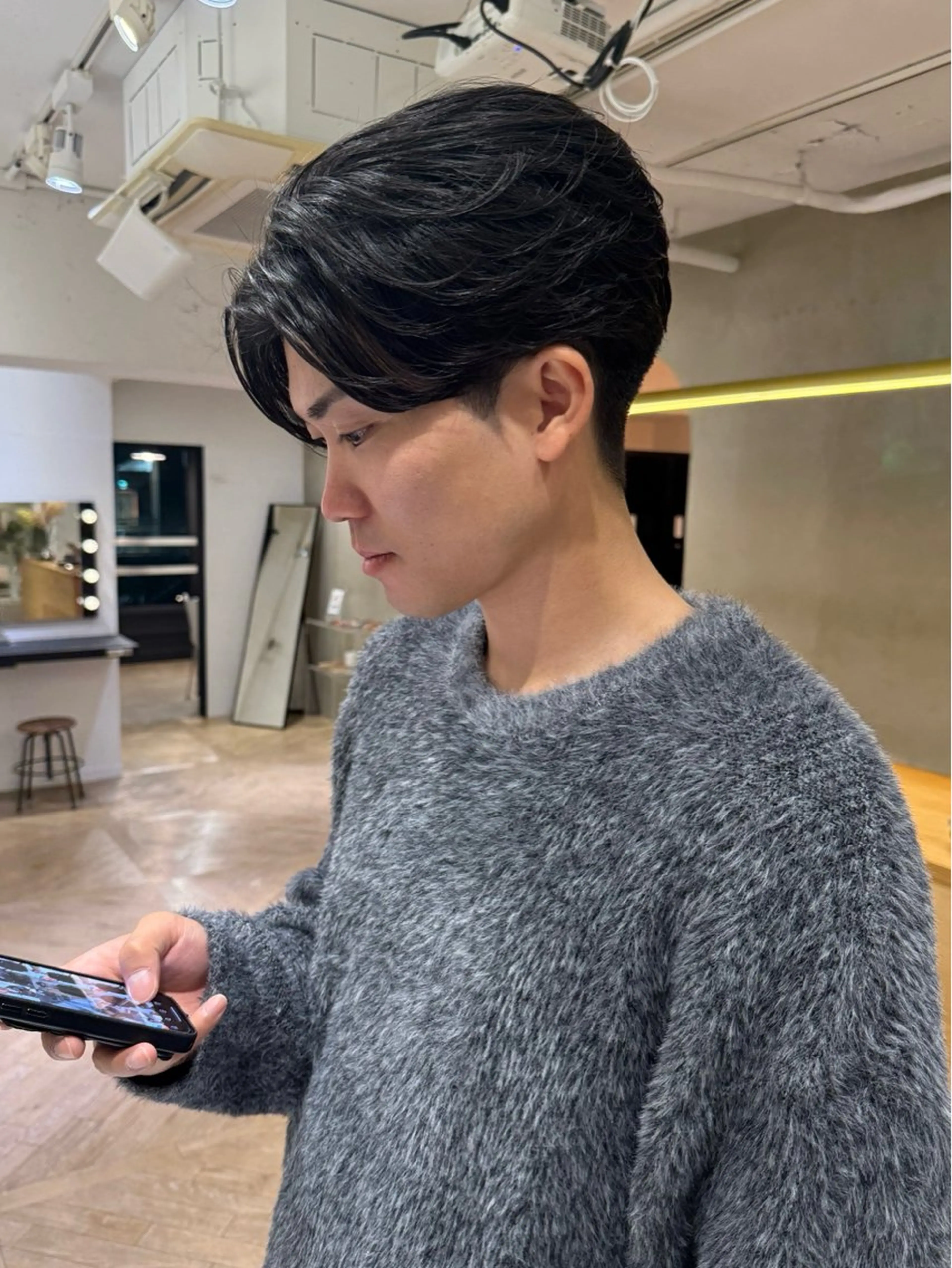 ミディアム パーマ メンズ カット パーマ トリートメント メンズカット 田形清流のヘアスタイル