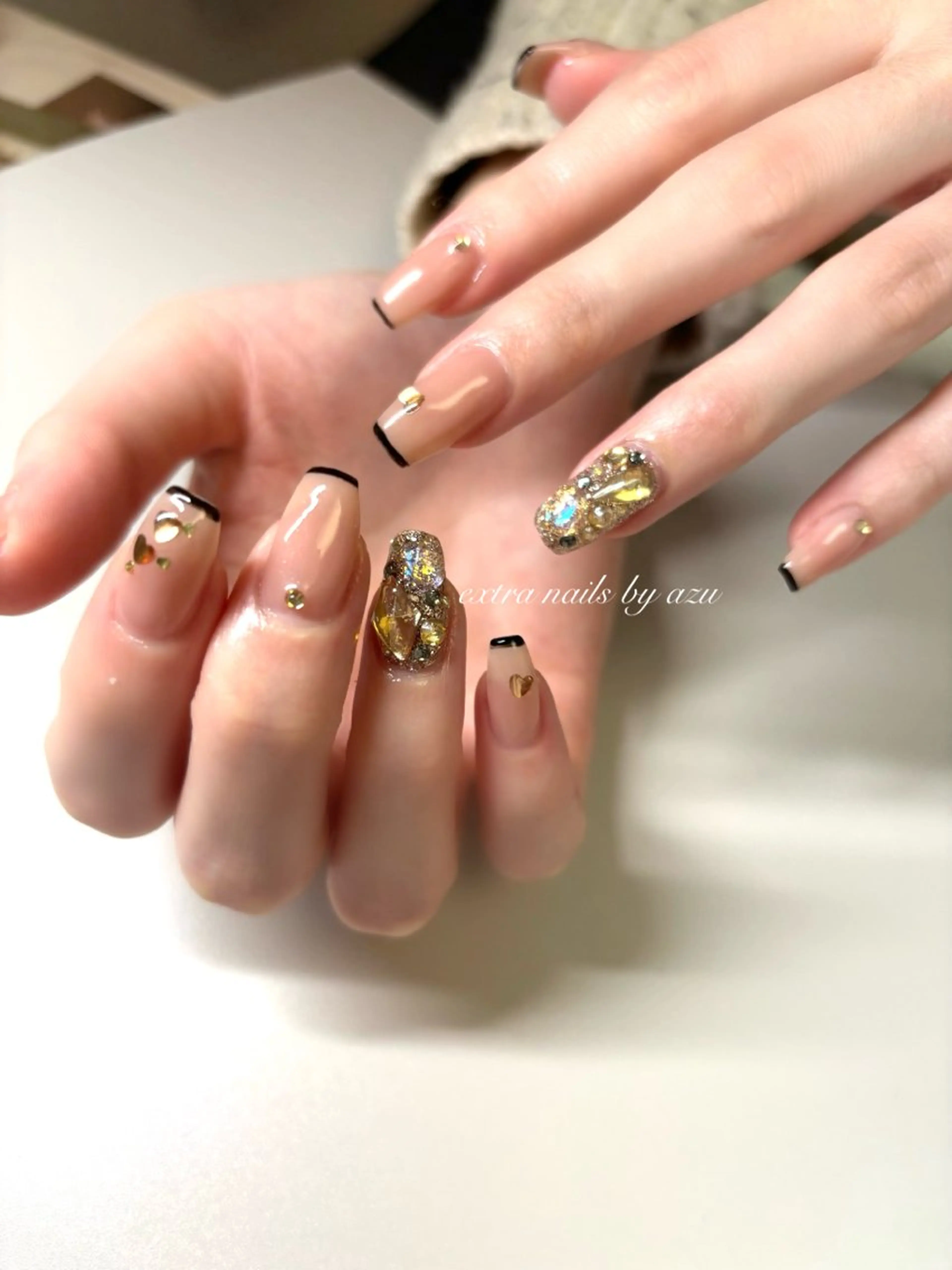 ネイル フレンチネイル バレンタイン ハンドネイル extranails ／lemellaのネイルデザイン