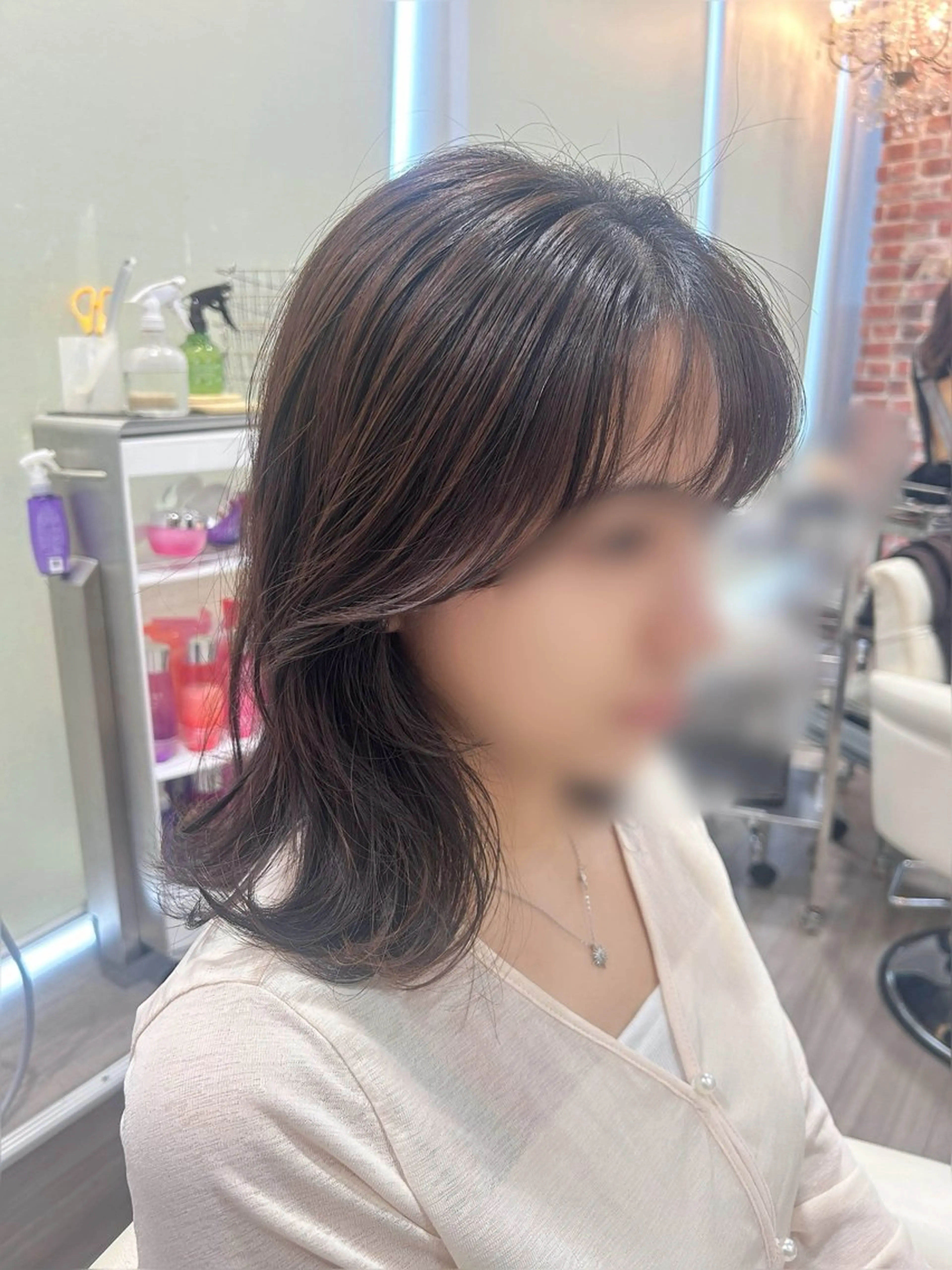 ミディアム Will梅田店所属・miu/韓国風 デザインカラーのヘアスタイル