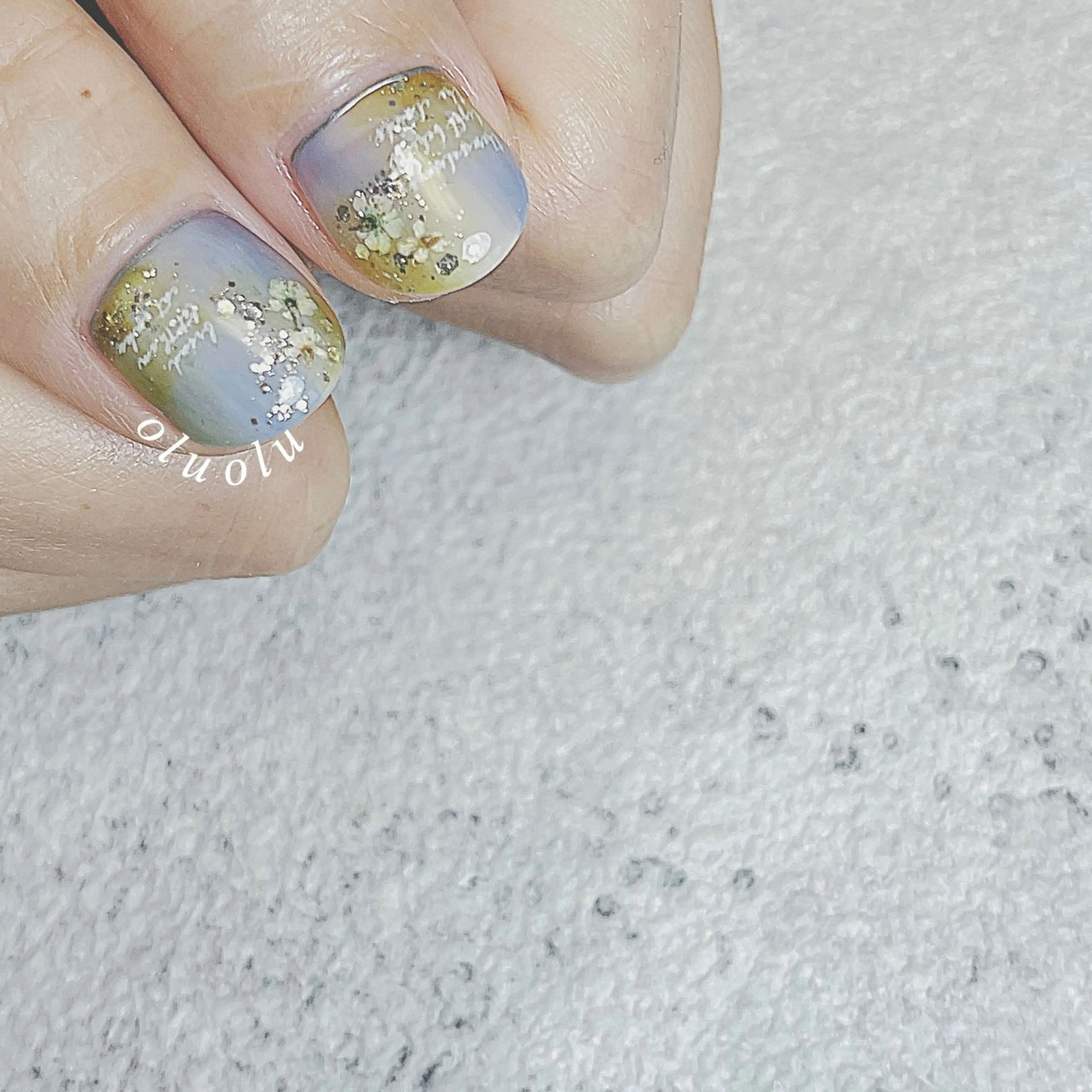 ネイル アートネイル ブルー クリアネイル フットネイル ニュアンスネイル ハンドネイル 大村 紬華のネイルデザイン