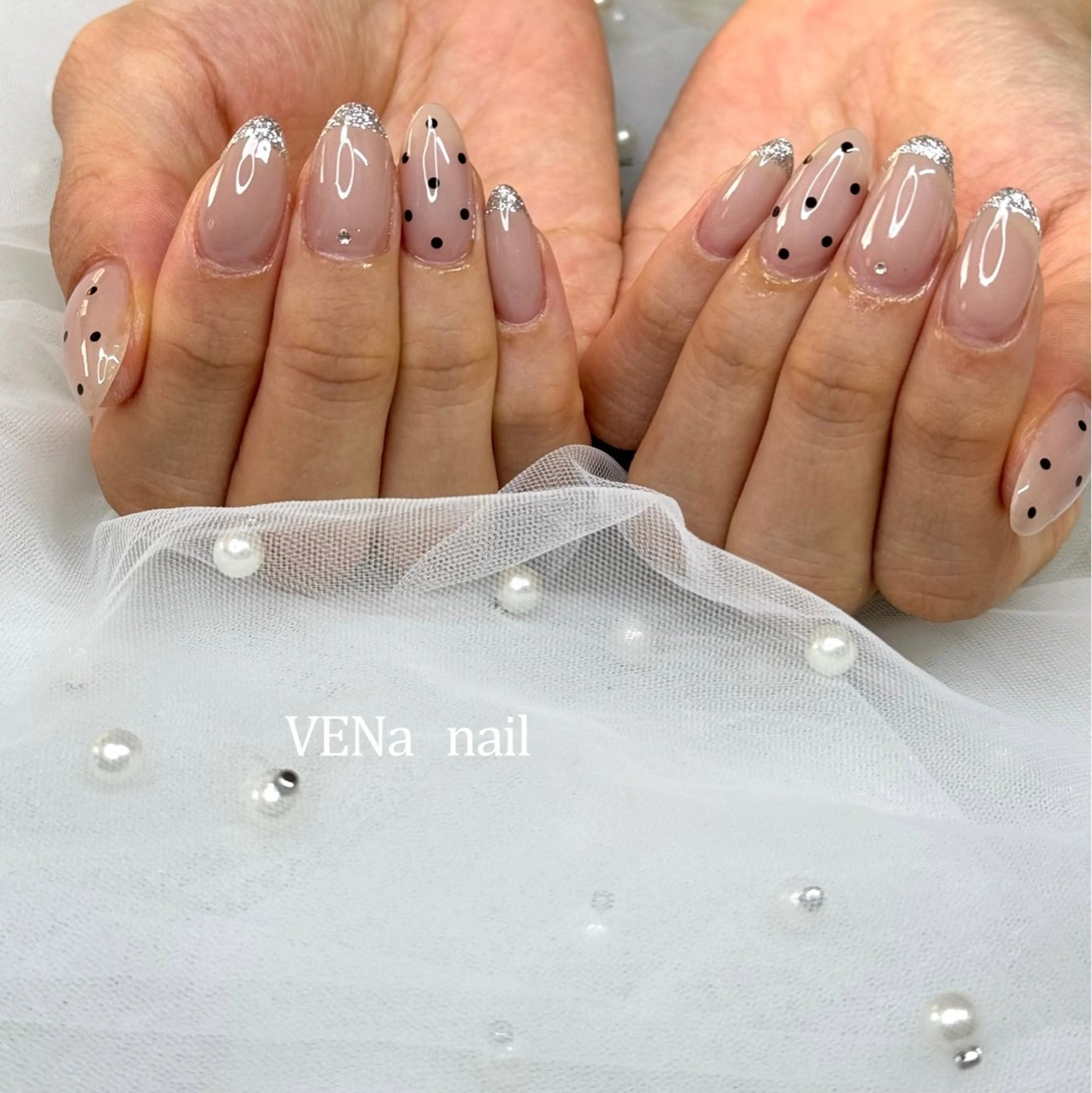 ネイル べっ甲ネイル ドット フットネイル フレンチネイル ラメ(グリッター) VENa eye＆ nail salonのマツエク・マツパデザイン