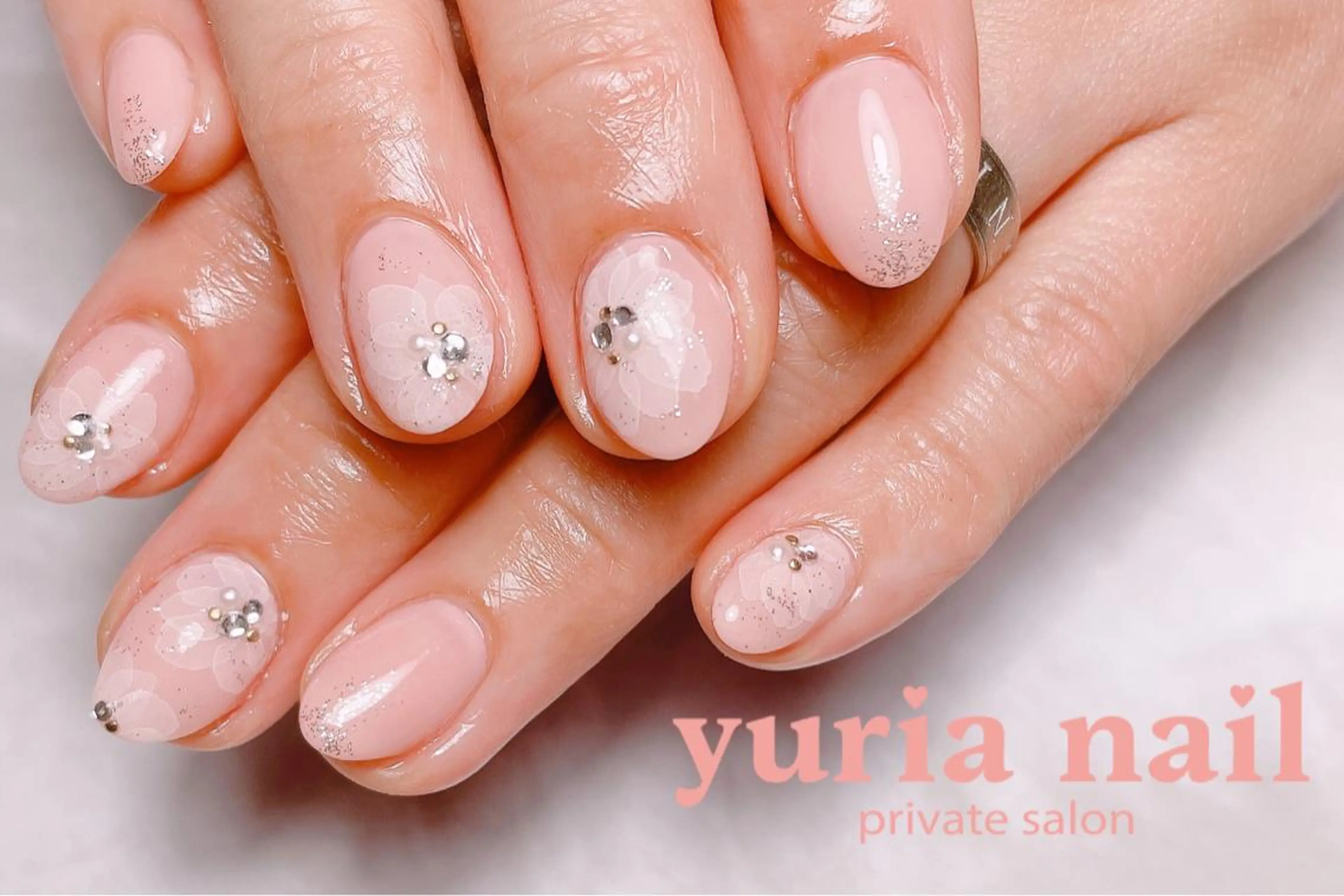 ネイル 入学式 フラワーネイル ジェルネイル ピンク 春ネイル 小林 ゆりあのネイルデザイン