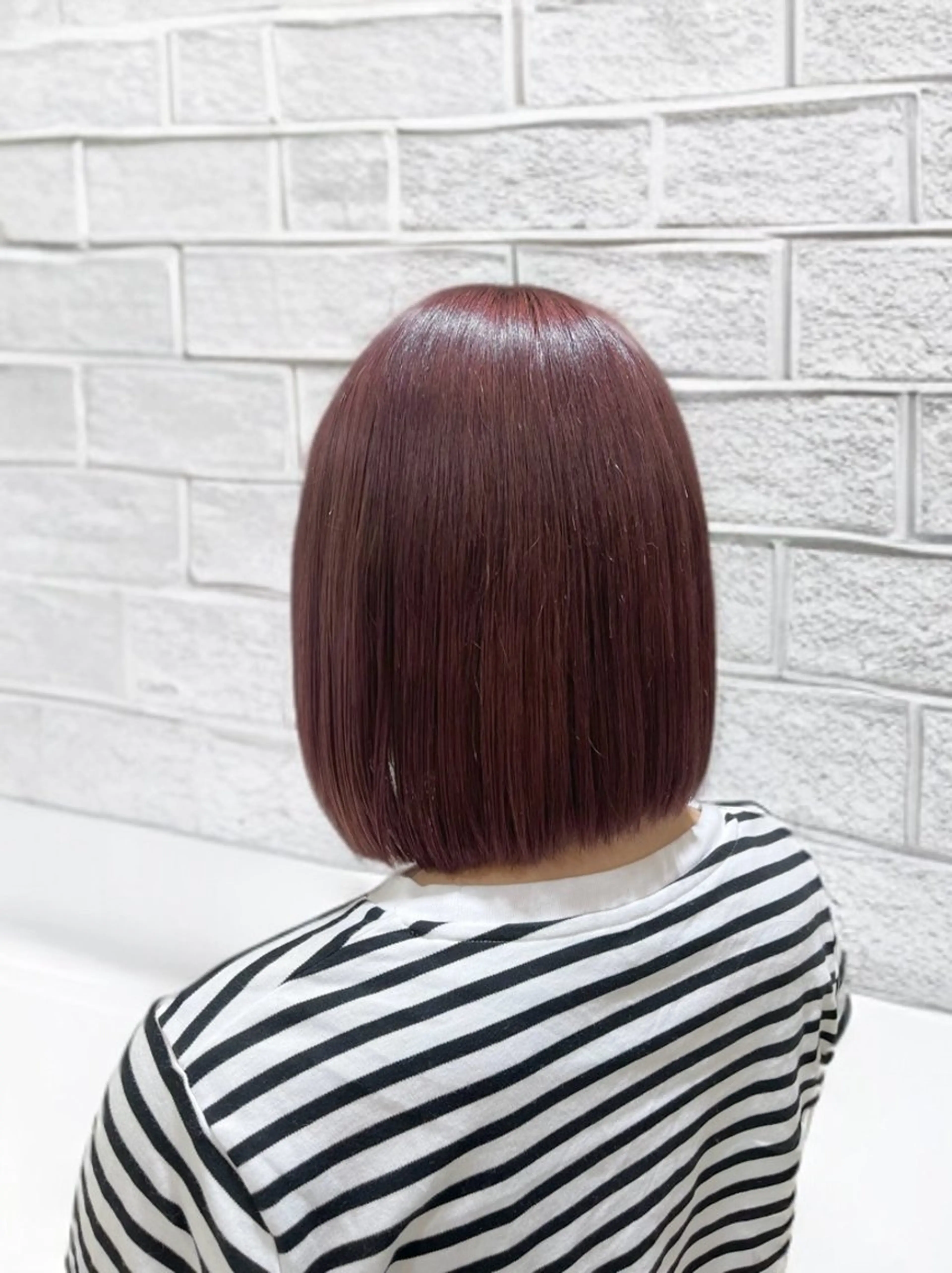 ミディアム ボブ カット ヘアカラー トリートメント brace 立花のヘアスタイル