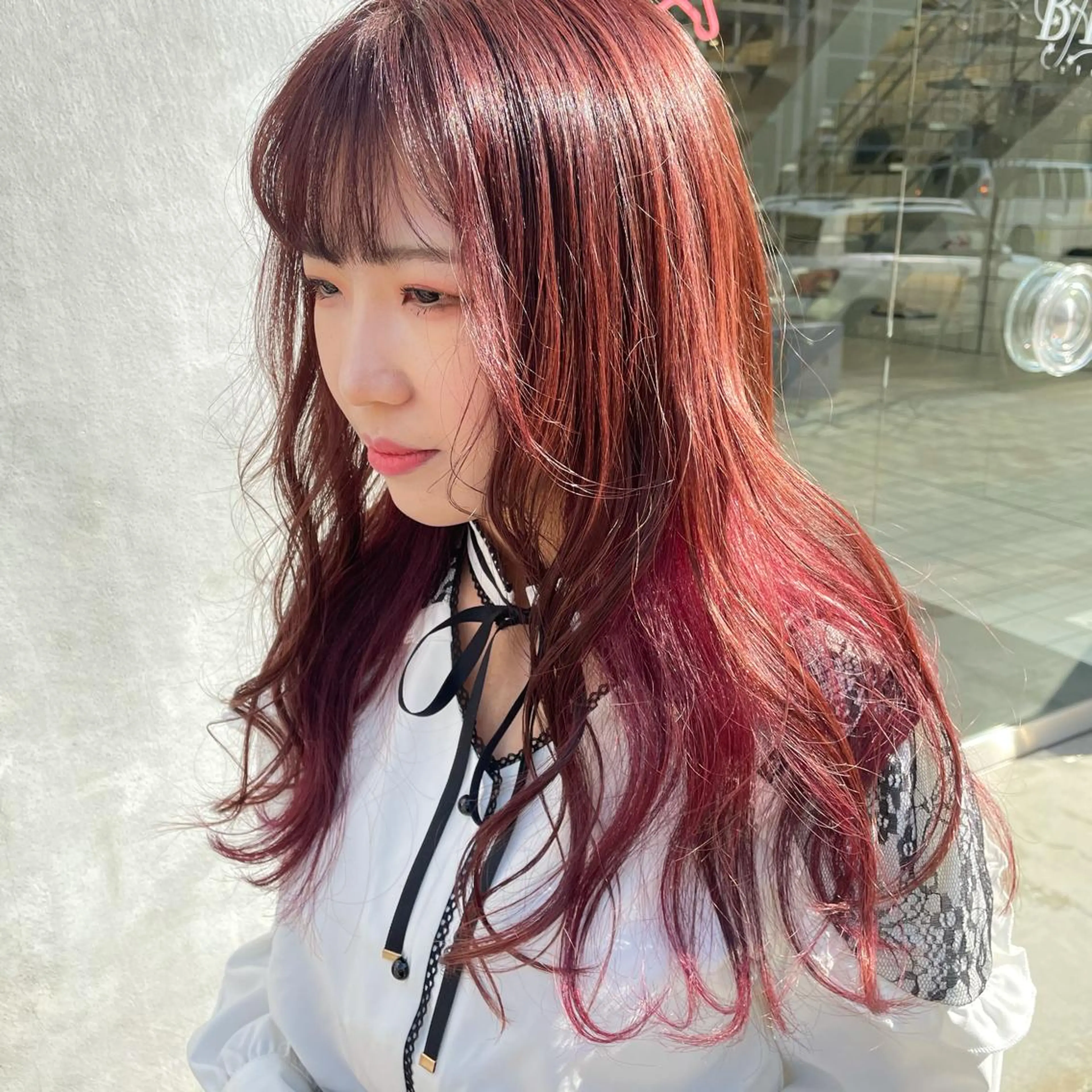 ロング カラー ヘアアレンジ インナーカラー ピンクカラー なつき/艶ピンク/ girly hairのヘアスタイル