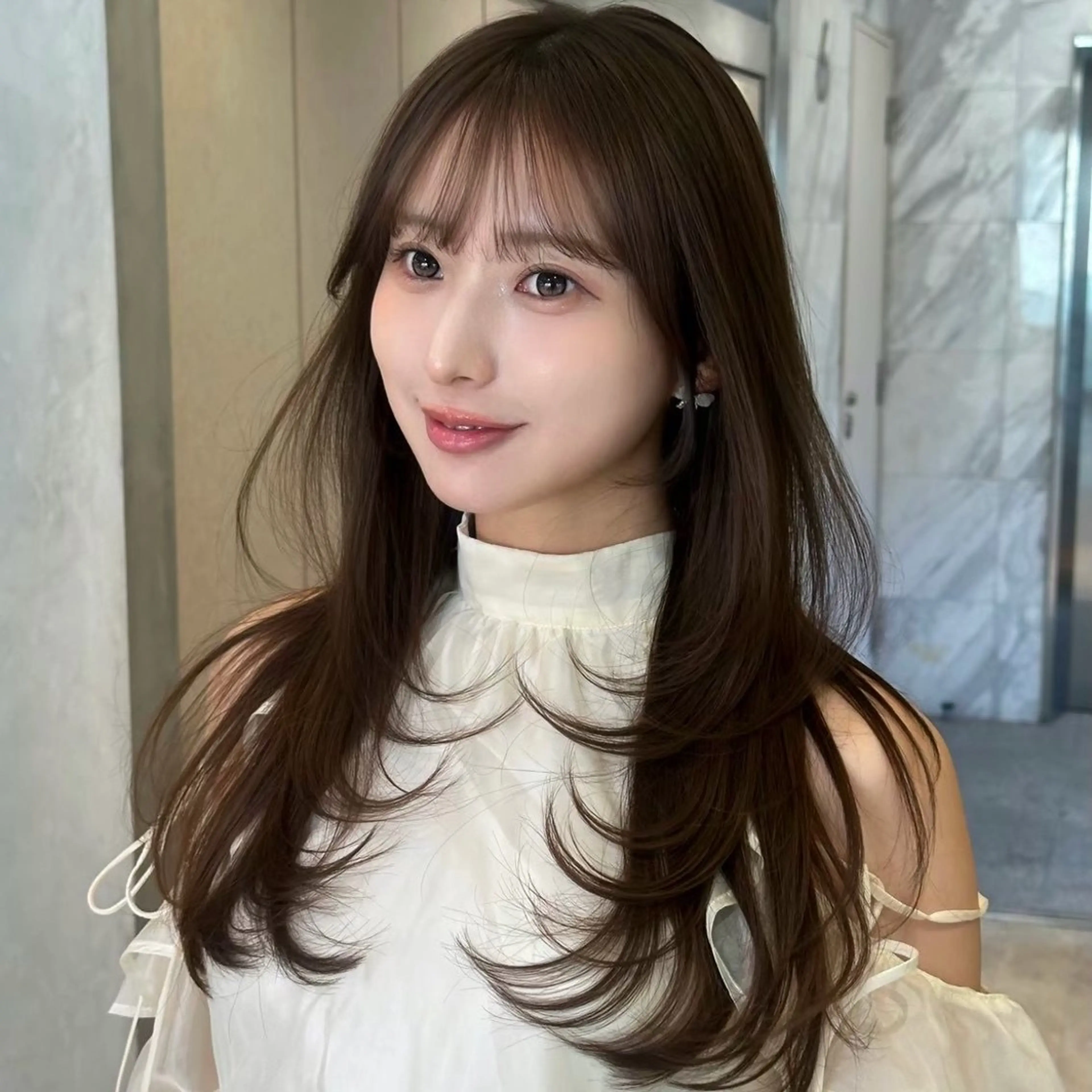 ロング ボブ/レイヤー/ 縮毛矯正/ 渡邊莉玖のヘアスタイル