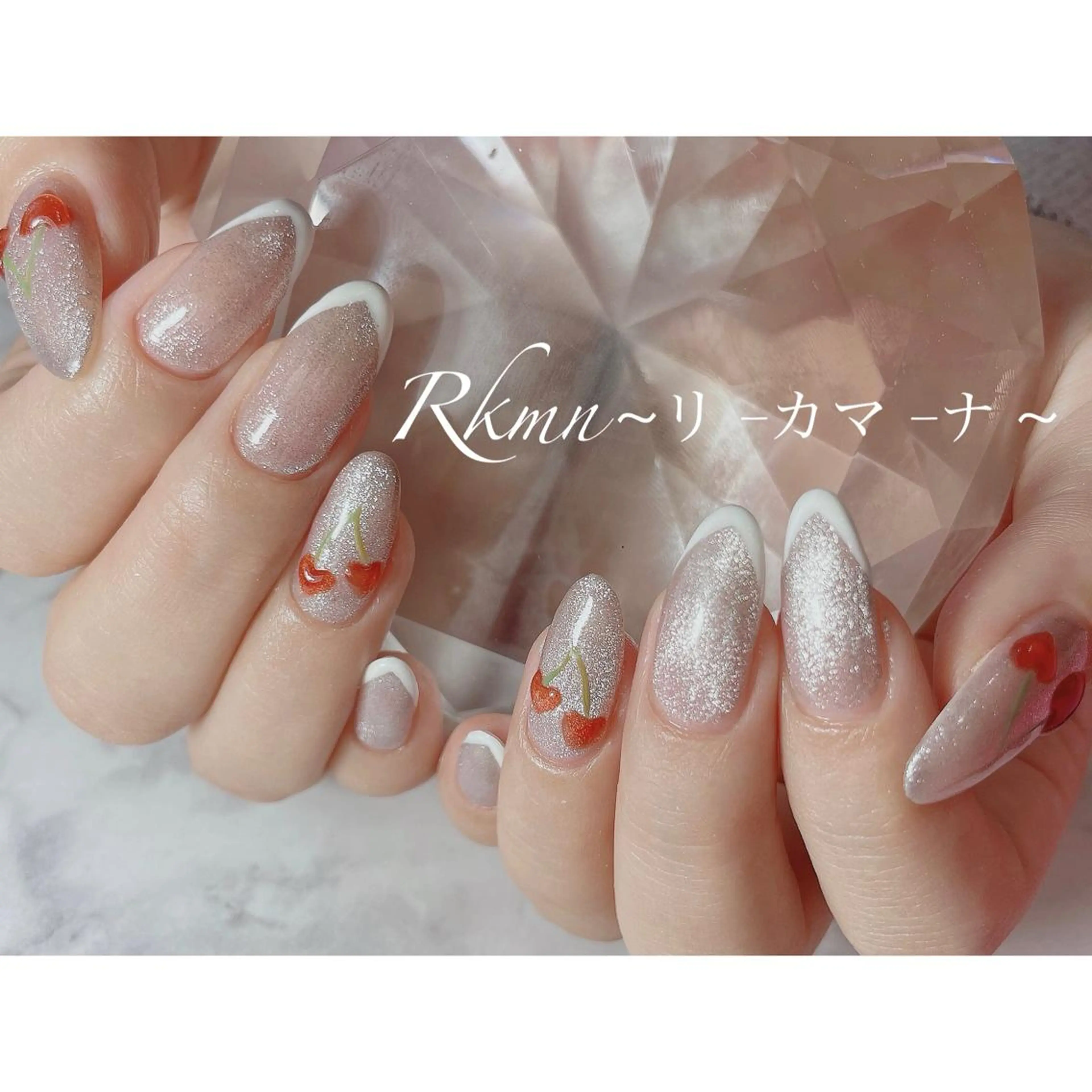 ネイル アートネイル フレンチネイル ハート マグネットネイル 春ネイル ハンドネイル フットネイル ハンドケア Rkmn ~リ-カマ-ナ~のネイルデザイン