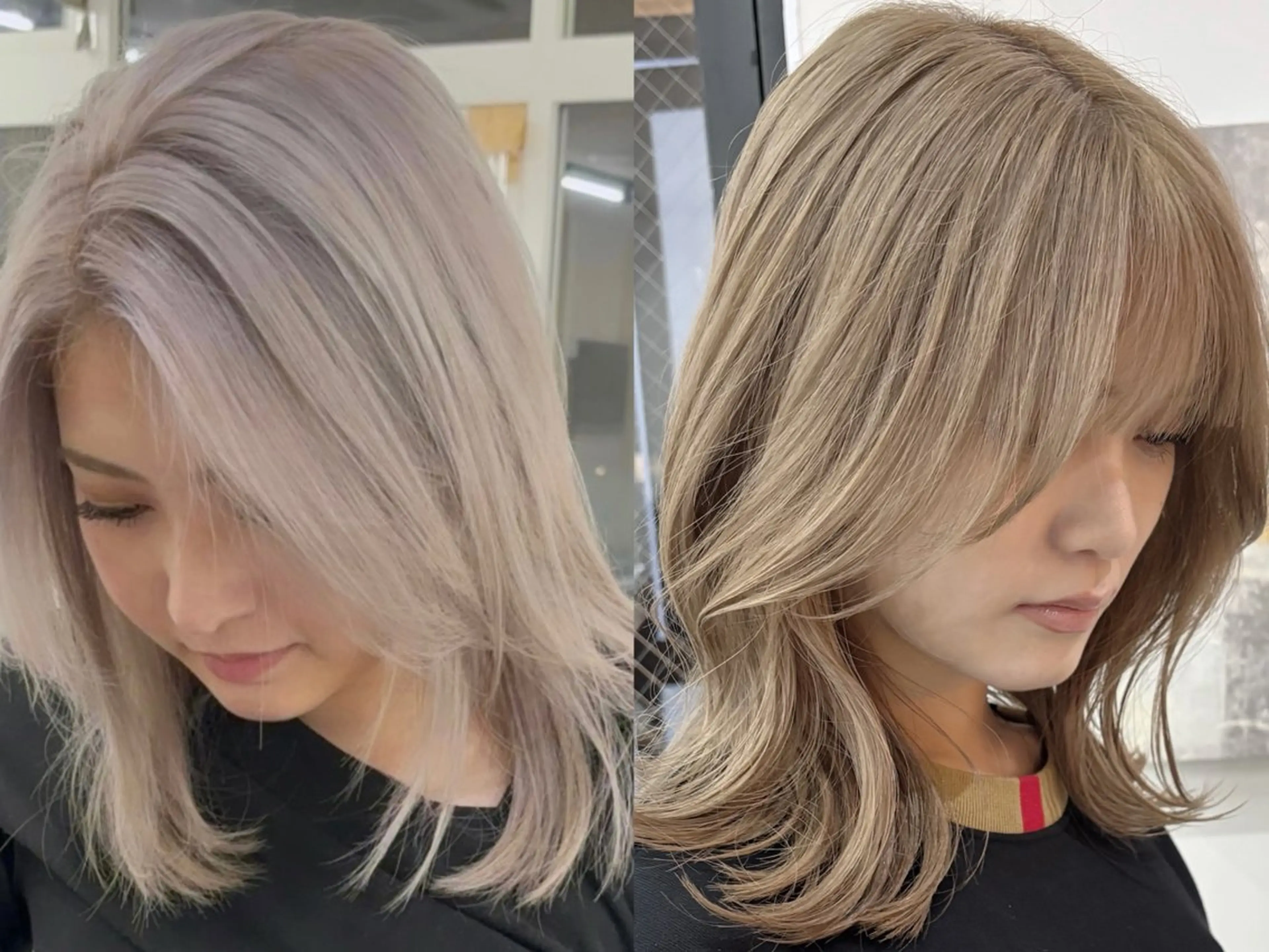 セミロング ショートボブ ボブ ハイライト レイヤーカット 縮毛矯正 SUZU/岡山/矯正 ブリーチ/レイヤーのヘアスタイル