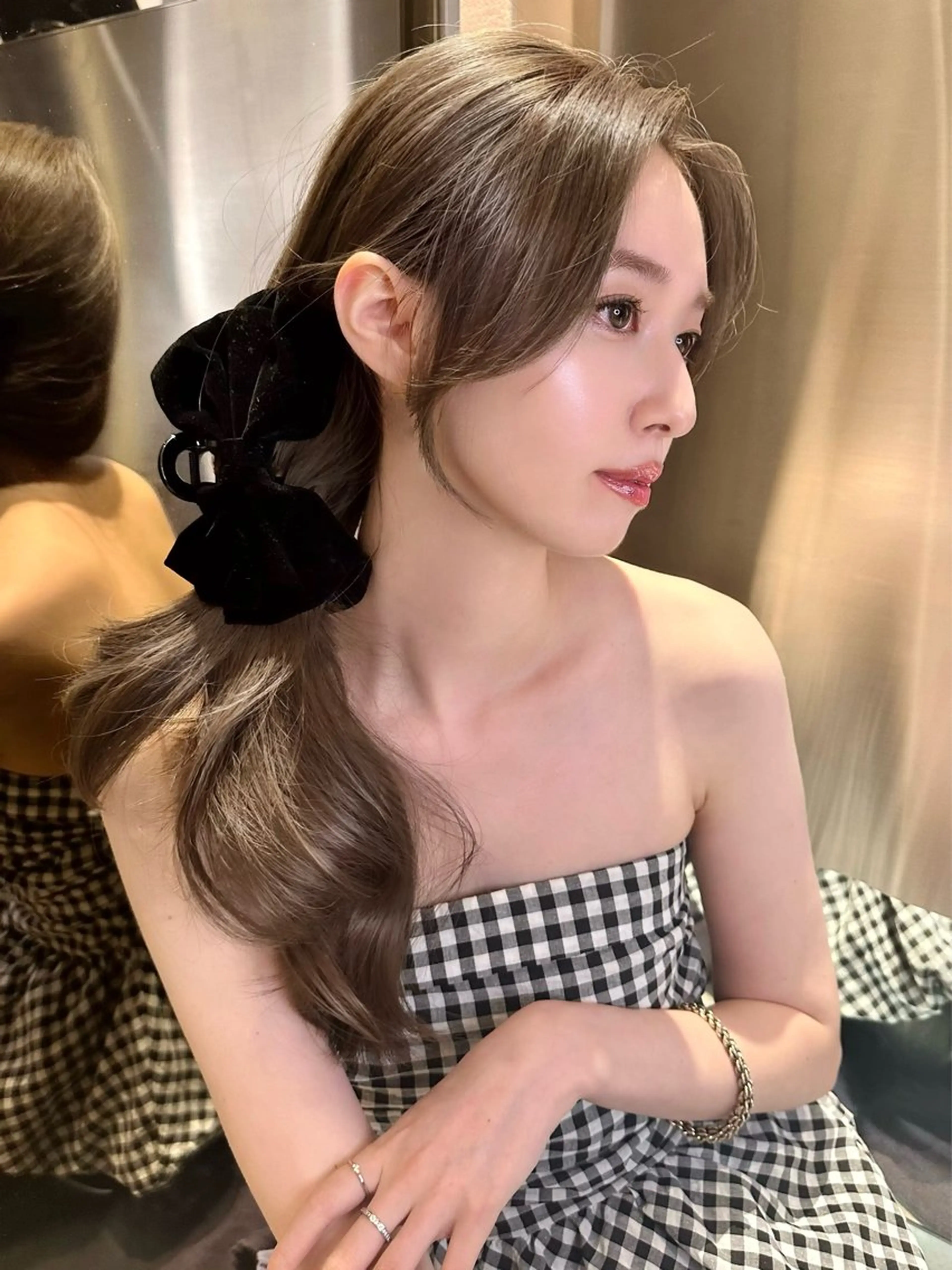 ミディアム カット ヘアカラー トリートメント ブリーチなしW🎀 髪質改善／はのんのヘアスタイル