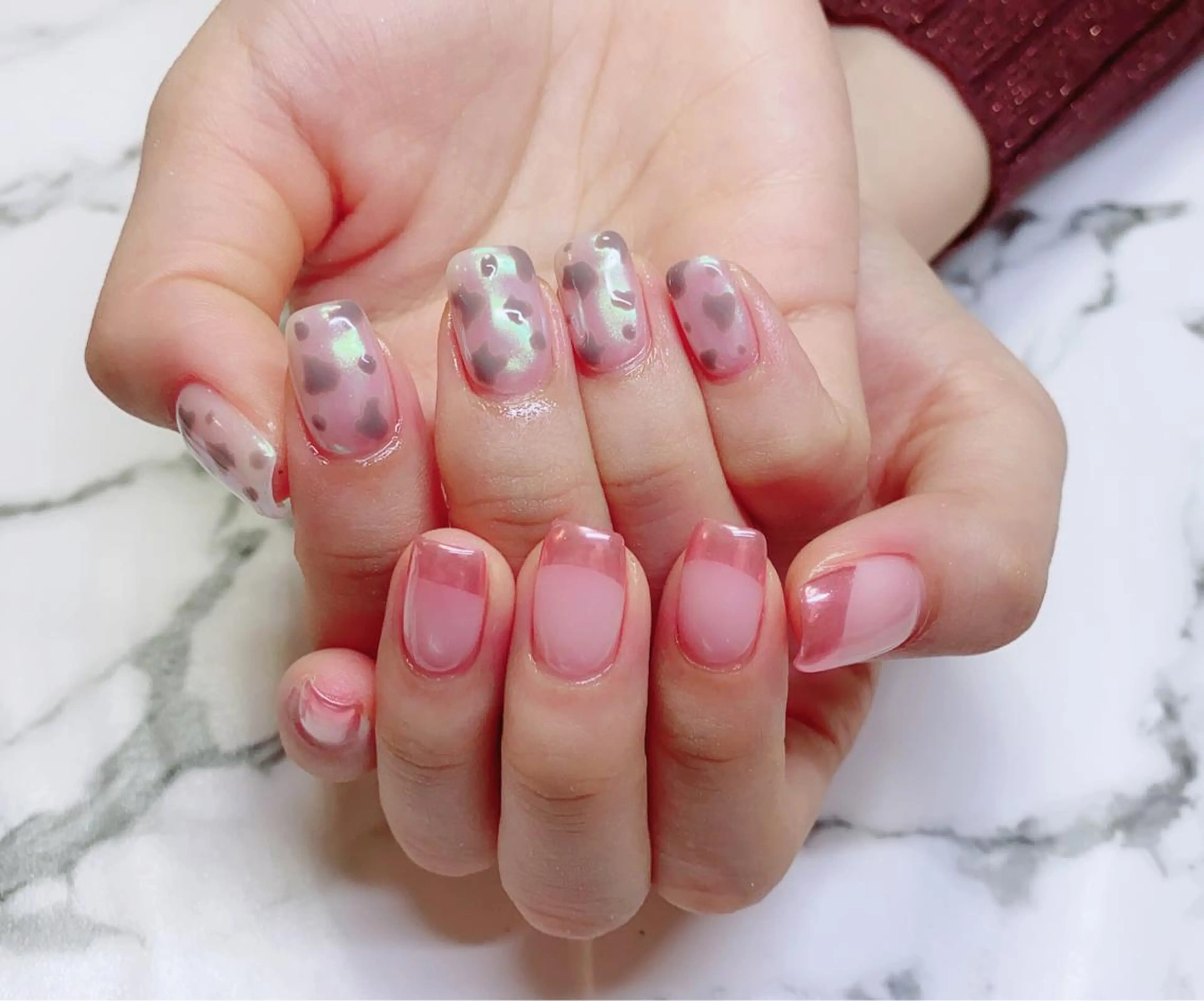 ロング カラー ネイル アートネイル フレンチネイル ミラーネイル Q Free nailsのネイルデザイン