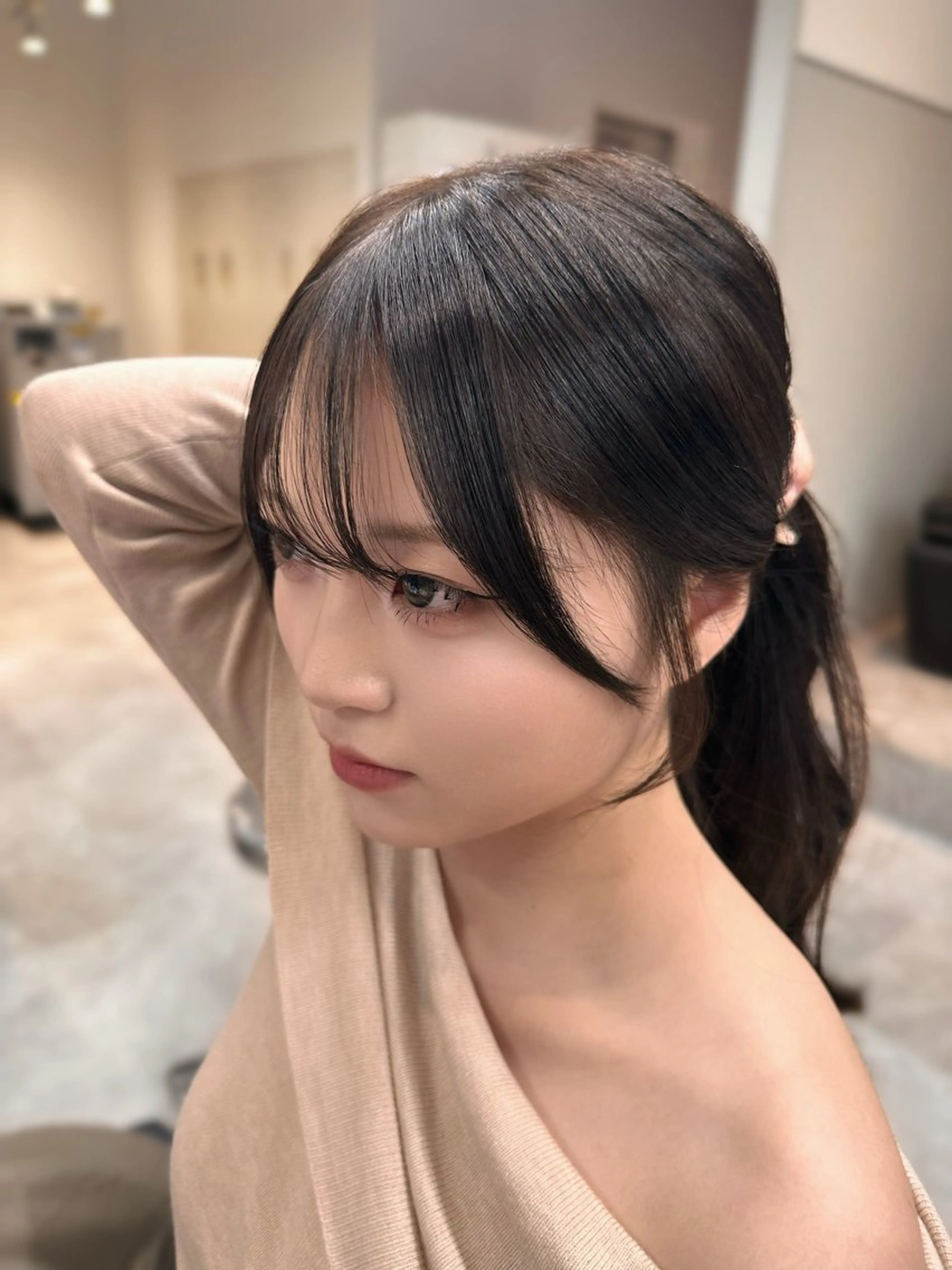 ロング カット ヘアカラー トリートメント 透明感カラー🩵 レイヤーカット/韓国のヘアスタイル