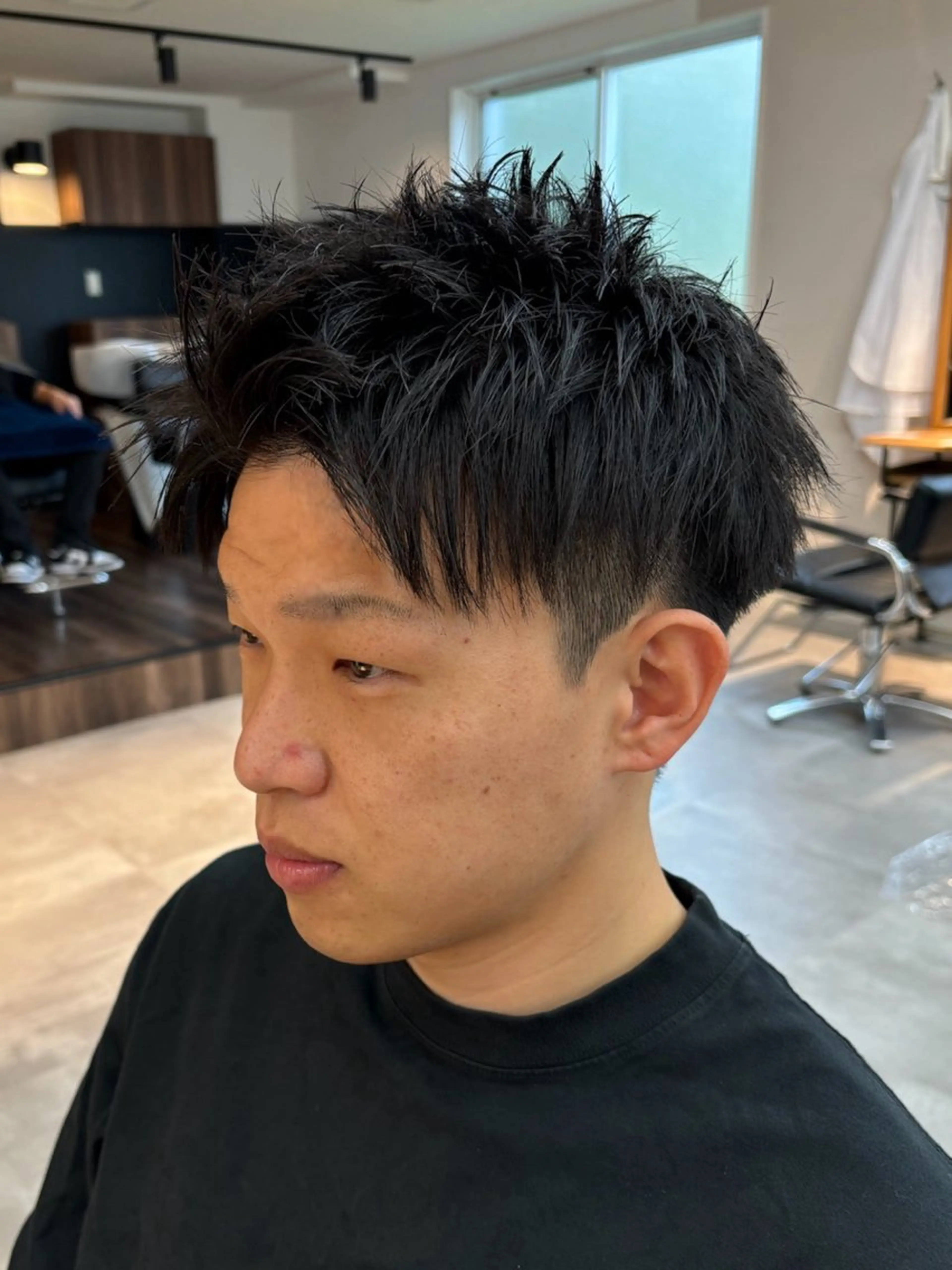 メンズ メンズショート ツーブロック フェザーパーマ/保立 /メンズカット/韓国のヘアスタイル