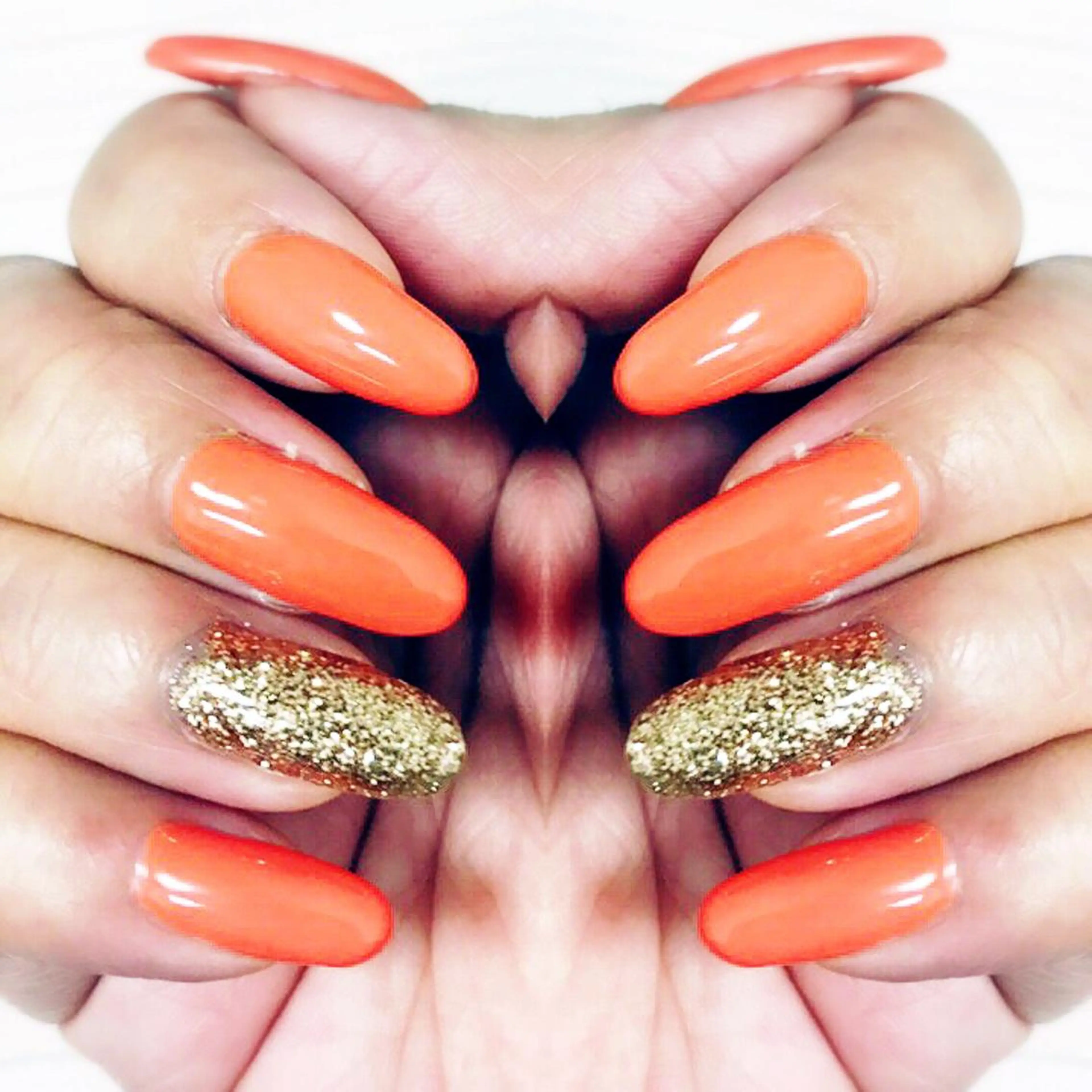 ネイル ゴールド オレンジ 名倉 なな子のネイルデザイン