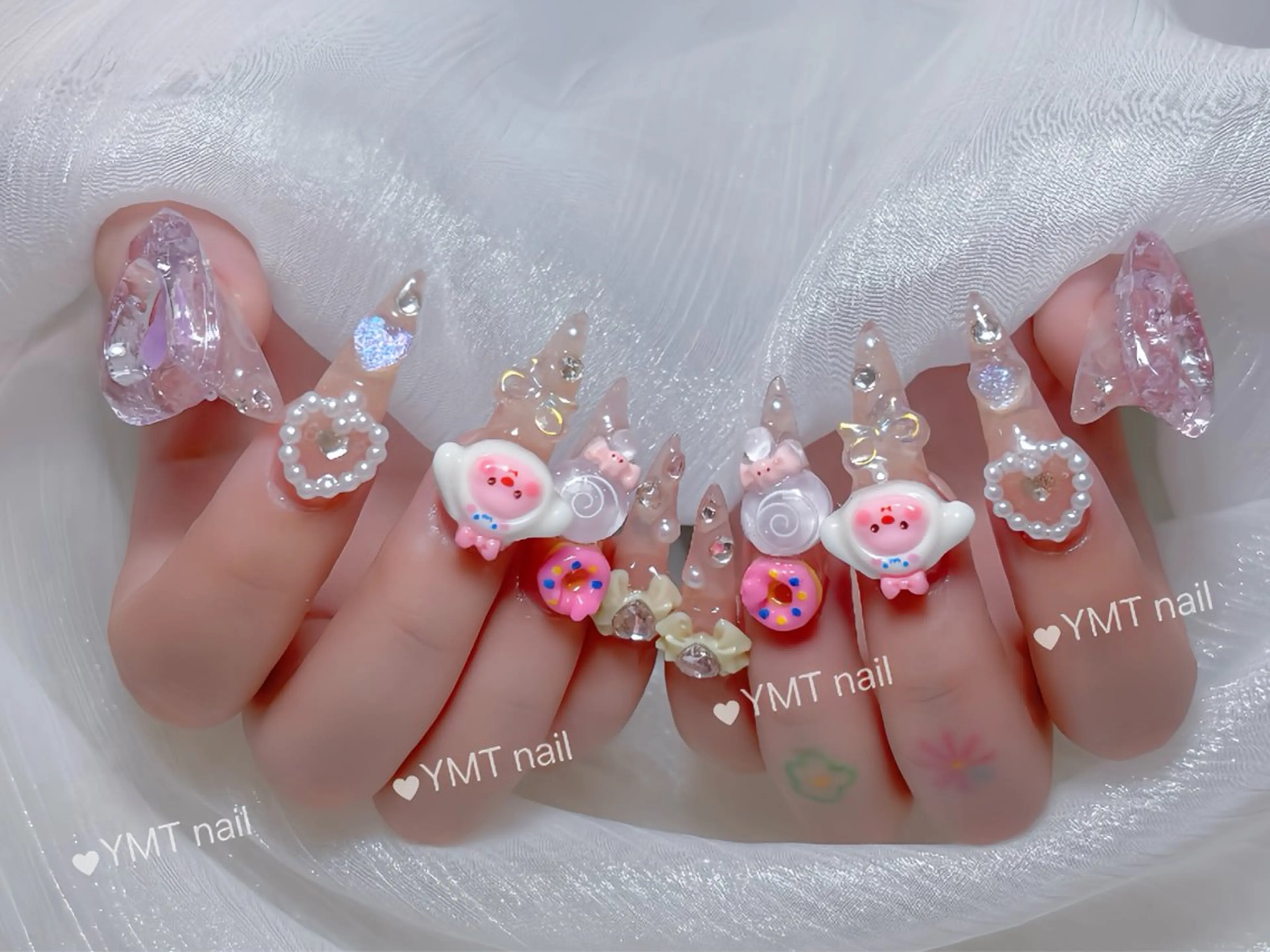 ネイル 長さ出し フットネイル ジェルネイル 韓国ネイル マグネットネイル ハンドネイル YMT NailStudioのネイルデザイン