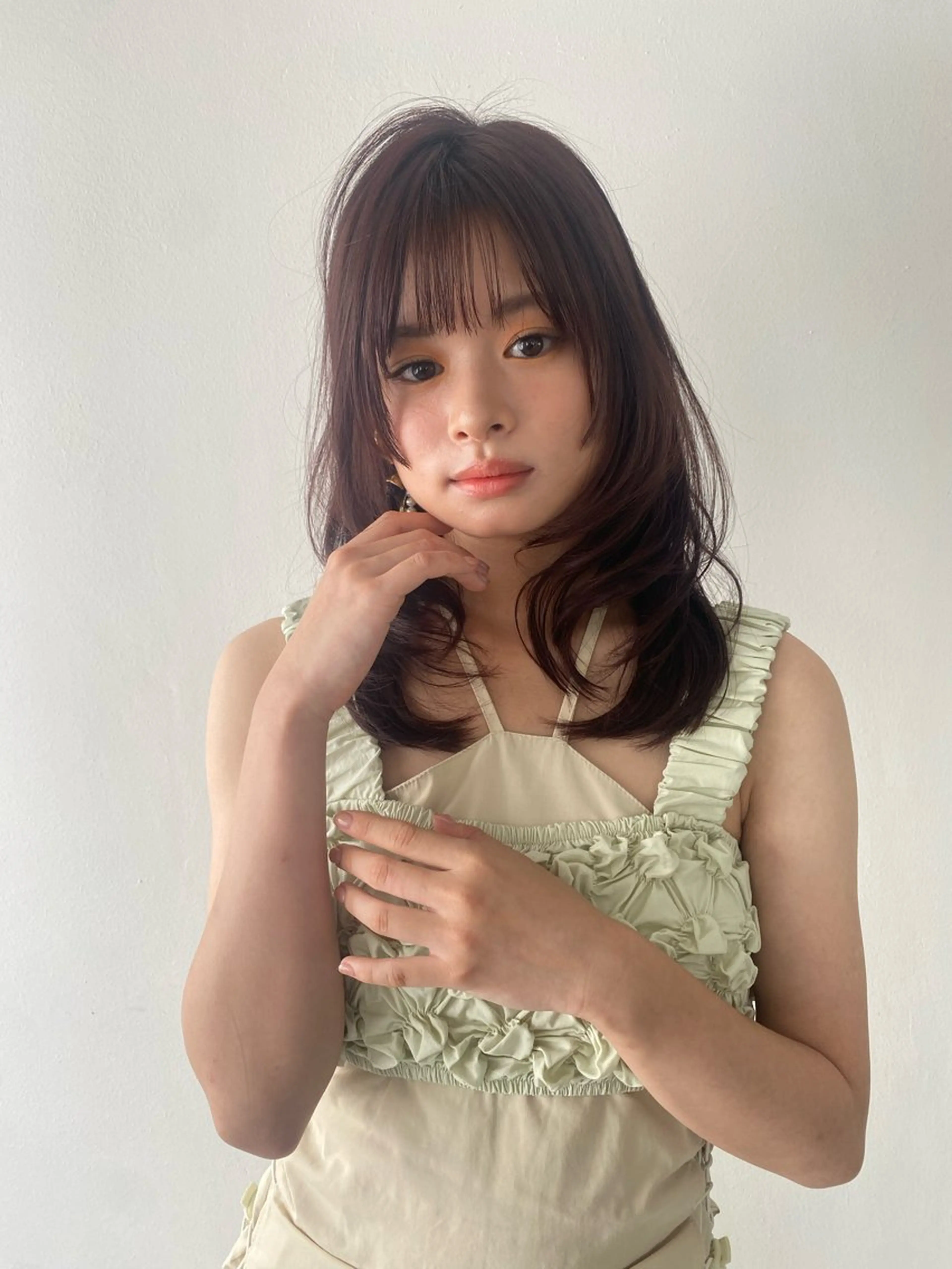 セミロング カラー パーマ ヘアアレンジ カット ヘアカラー トリートメント ヘアセット 小野寺瑞希 /最小顔カットのヘアスタイル