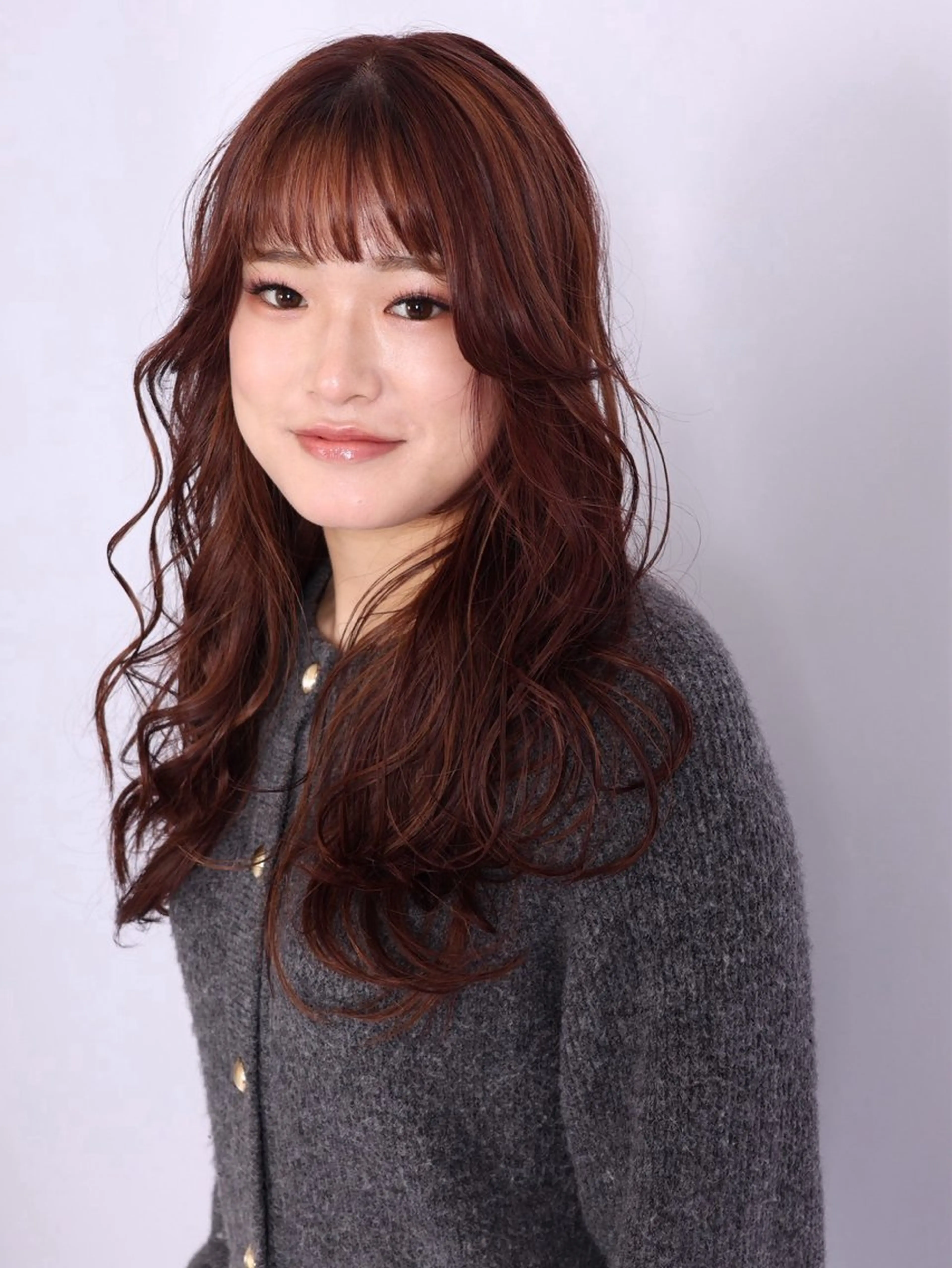 ロング ピンクブラウン ヘアカラー 飯星慧斗 /ブリーチ、縮毛矯正のヘアスタイル