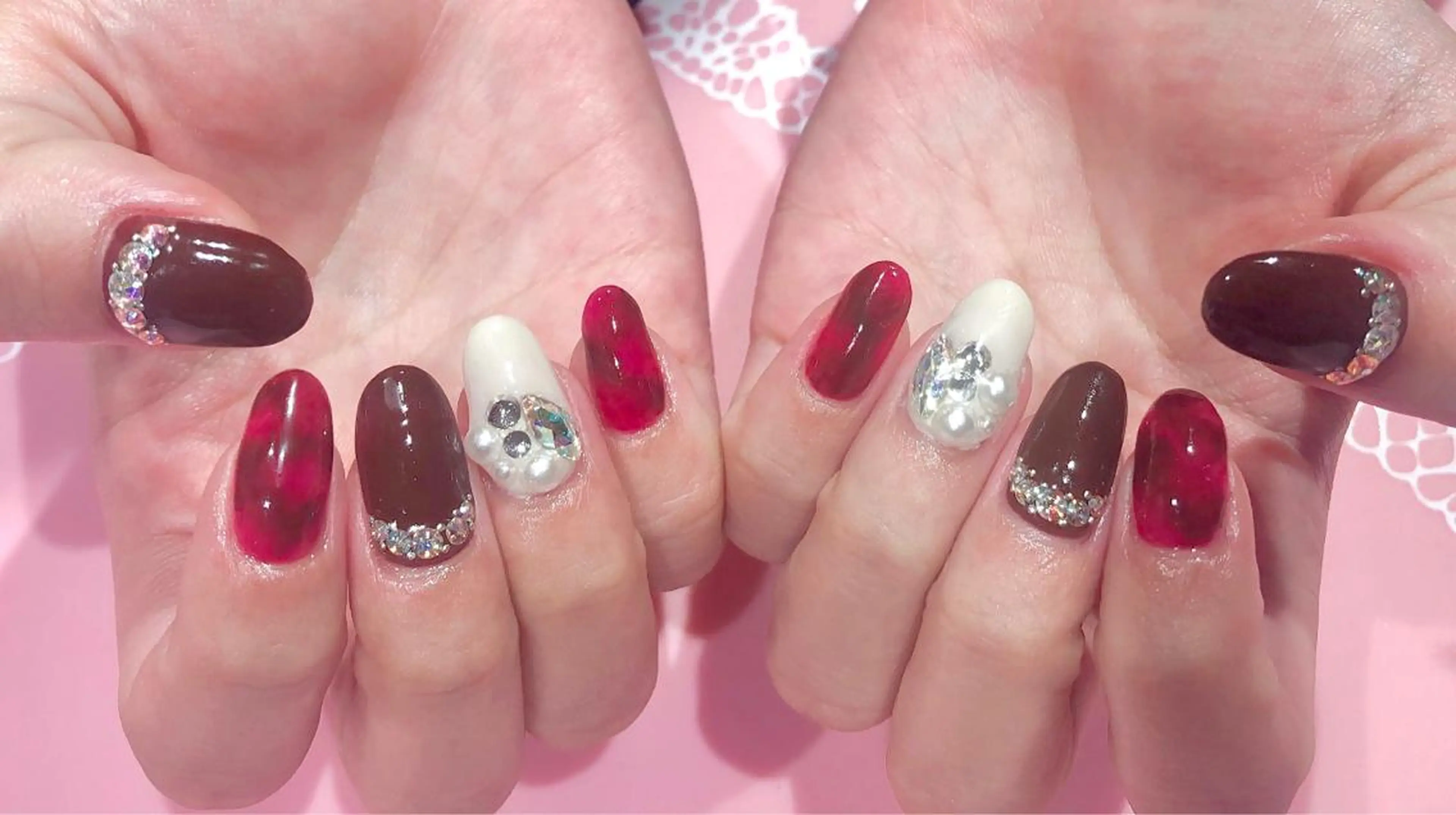 ネイル べっ甲ネイル 赤色 VIST☆ ｍａｍｉのネイルデザイン