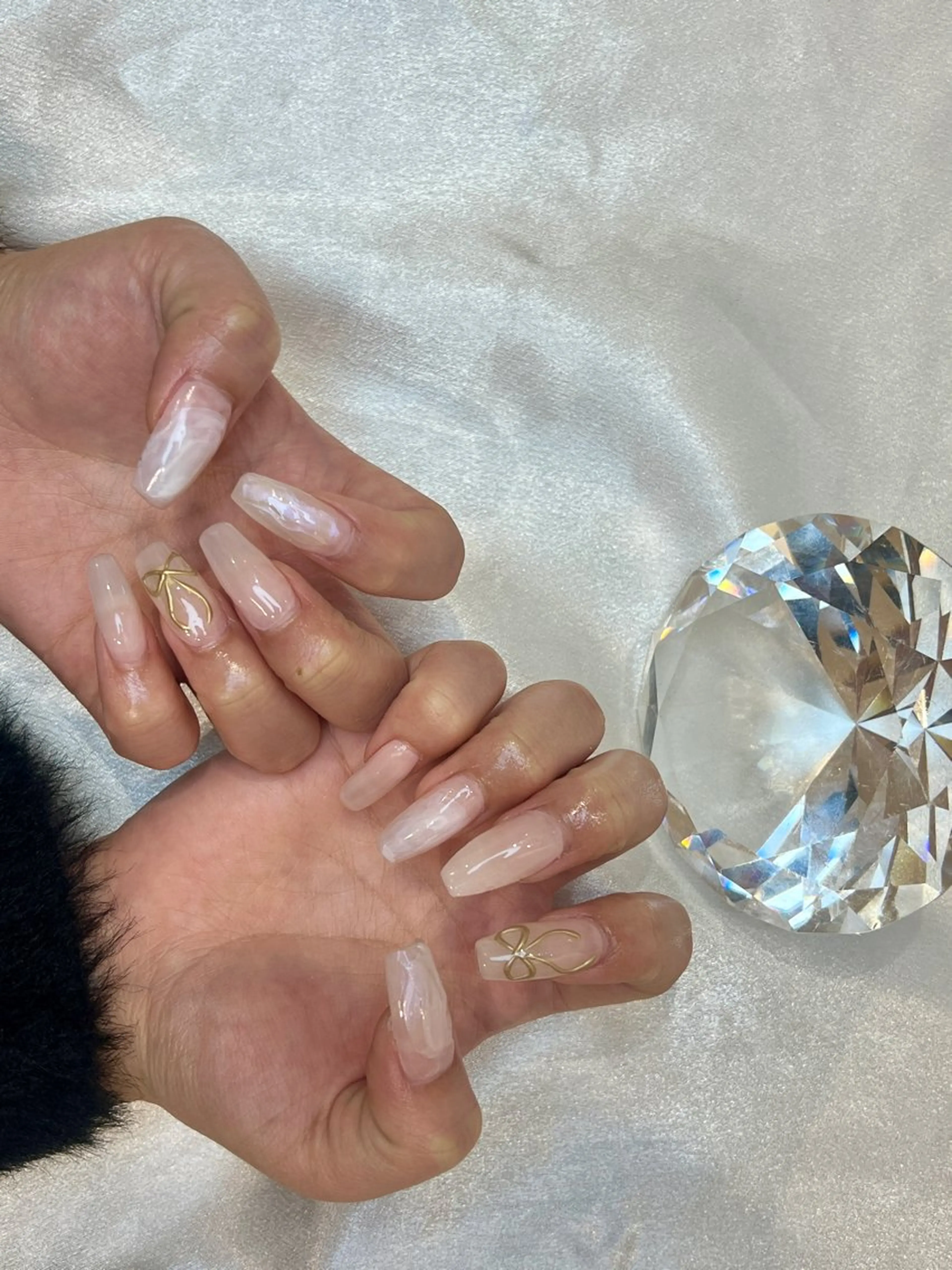 ネイル リボン 個性派ニュアンス nuts nail所属・【池袋】nuts nail　なつみのネイルデザイン