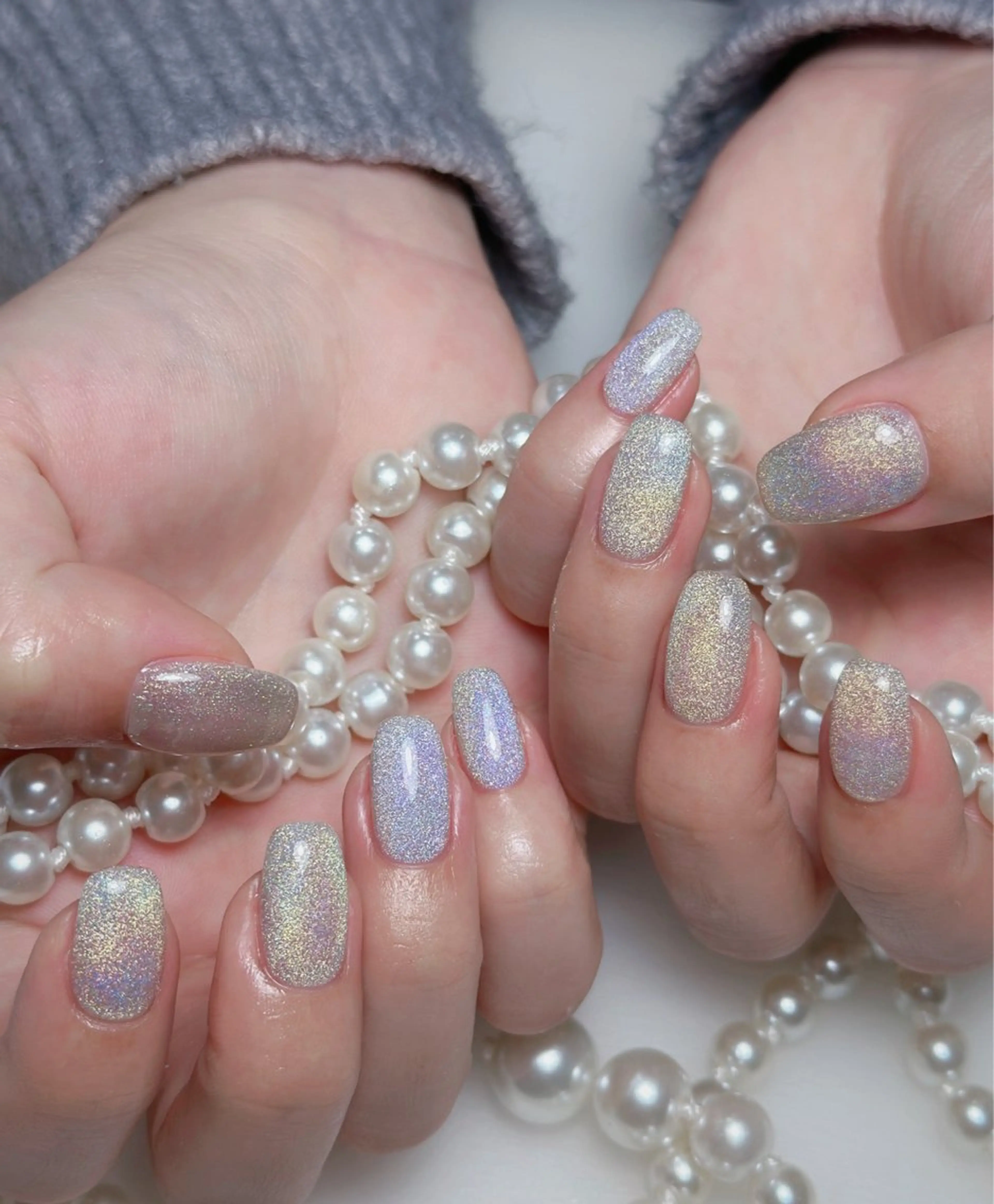 ネイル オーロラネイル 長さ出し フットネイル 韓国ネイル ラメ(グリッター) ハンドネイル 👍thumbs up nail👍のネイルデザイン