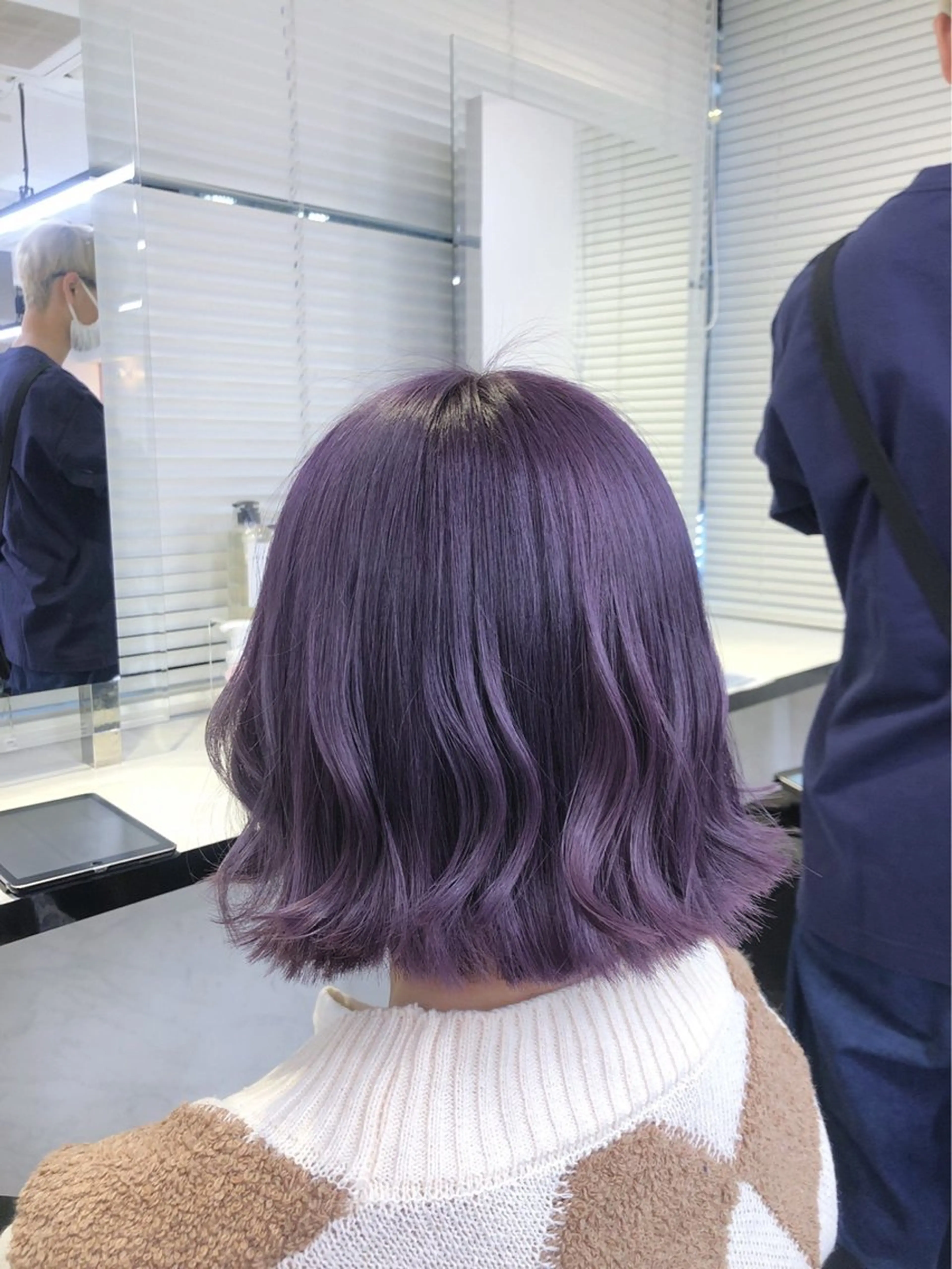 ミディアム カラー ヘアアレンジ ラベンダーカラー ヘアカラー 色気ある大人カラー /ブリーチなしのヘアスタイル