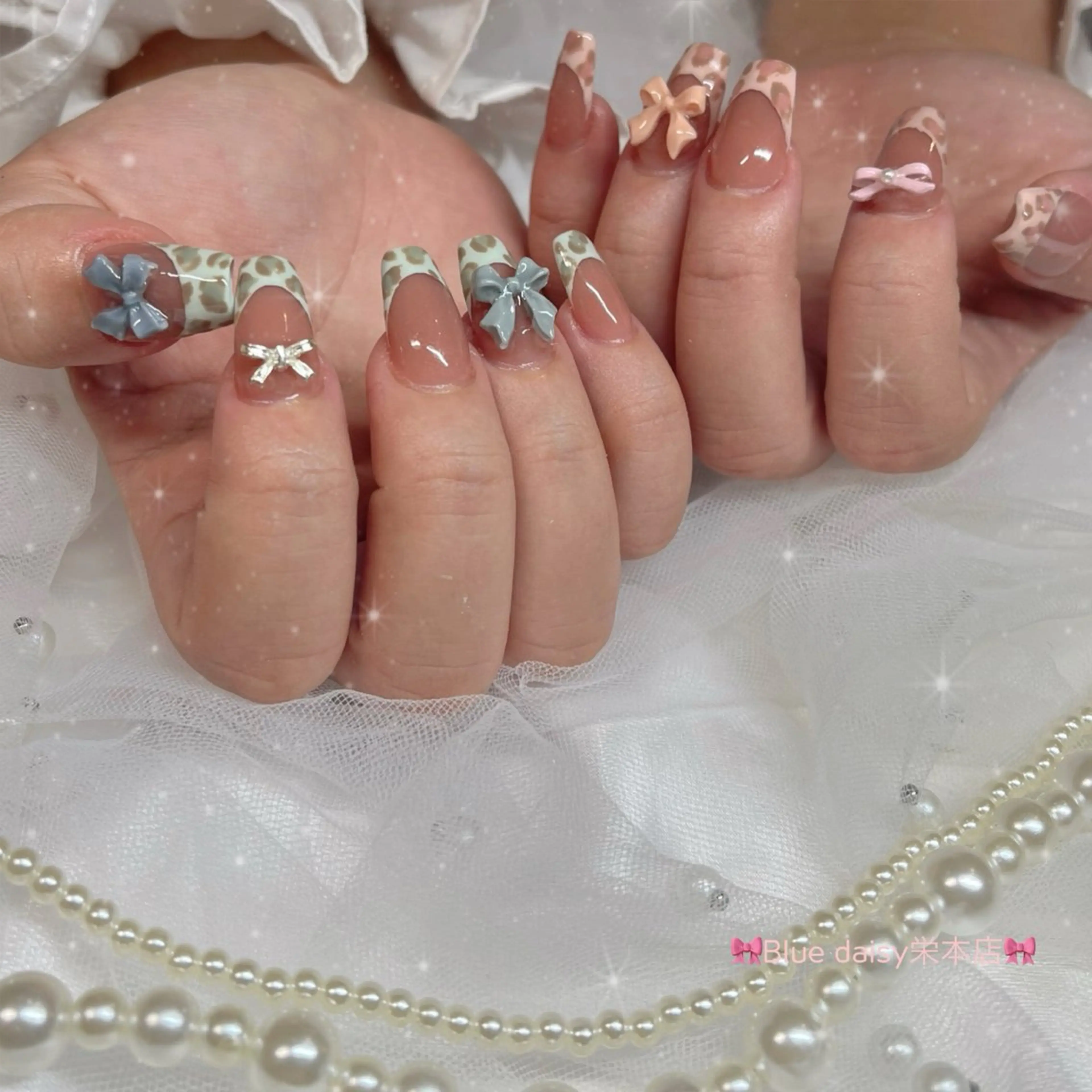 ネイル アニマル柄 フレンチネイル ハンドネイル ブルーデイジー栄本店所属・BlueDaisy 栄本店のネイルデザイン