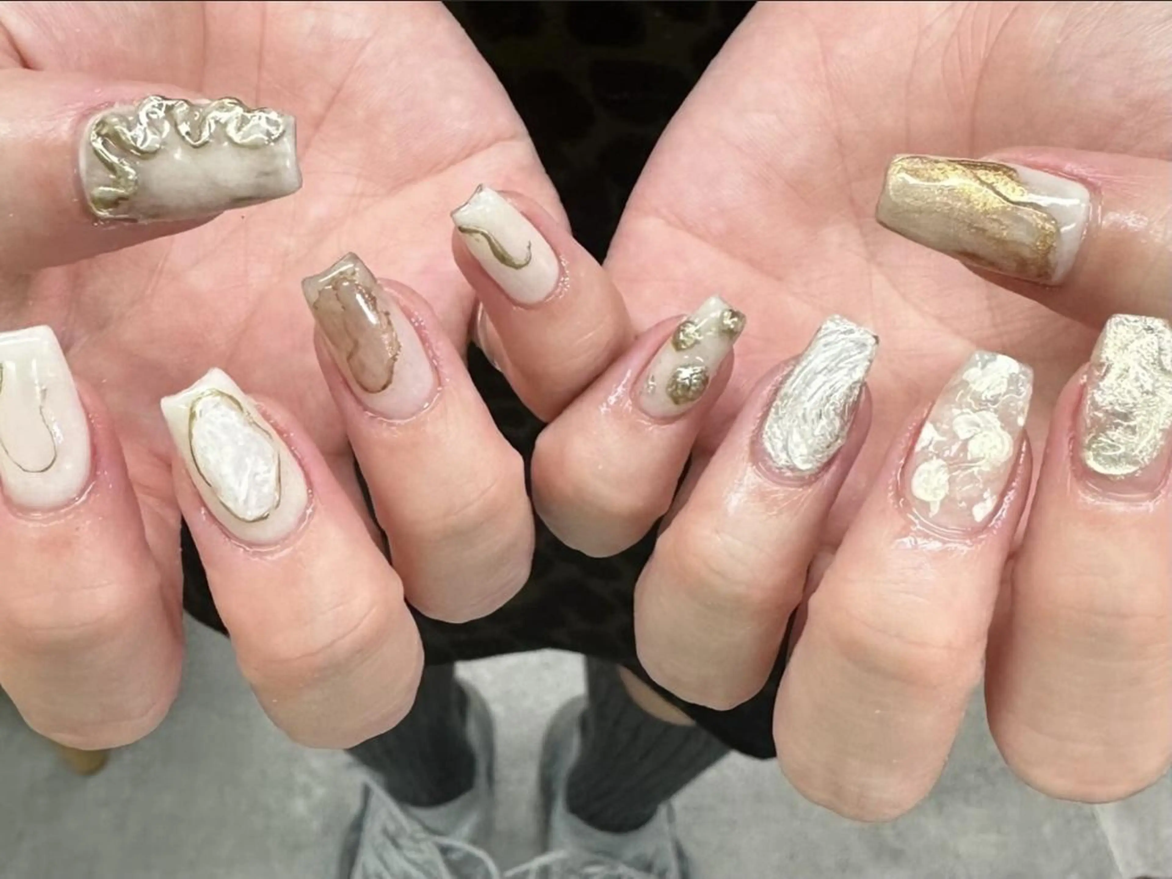 ネイル ジェルネイル 韓国ネイル ニュアンスネイル ワンホンネイル nailstudio eviz新宿店のネイルデザイン
