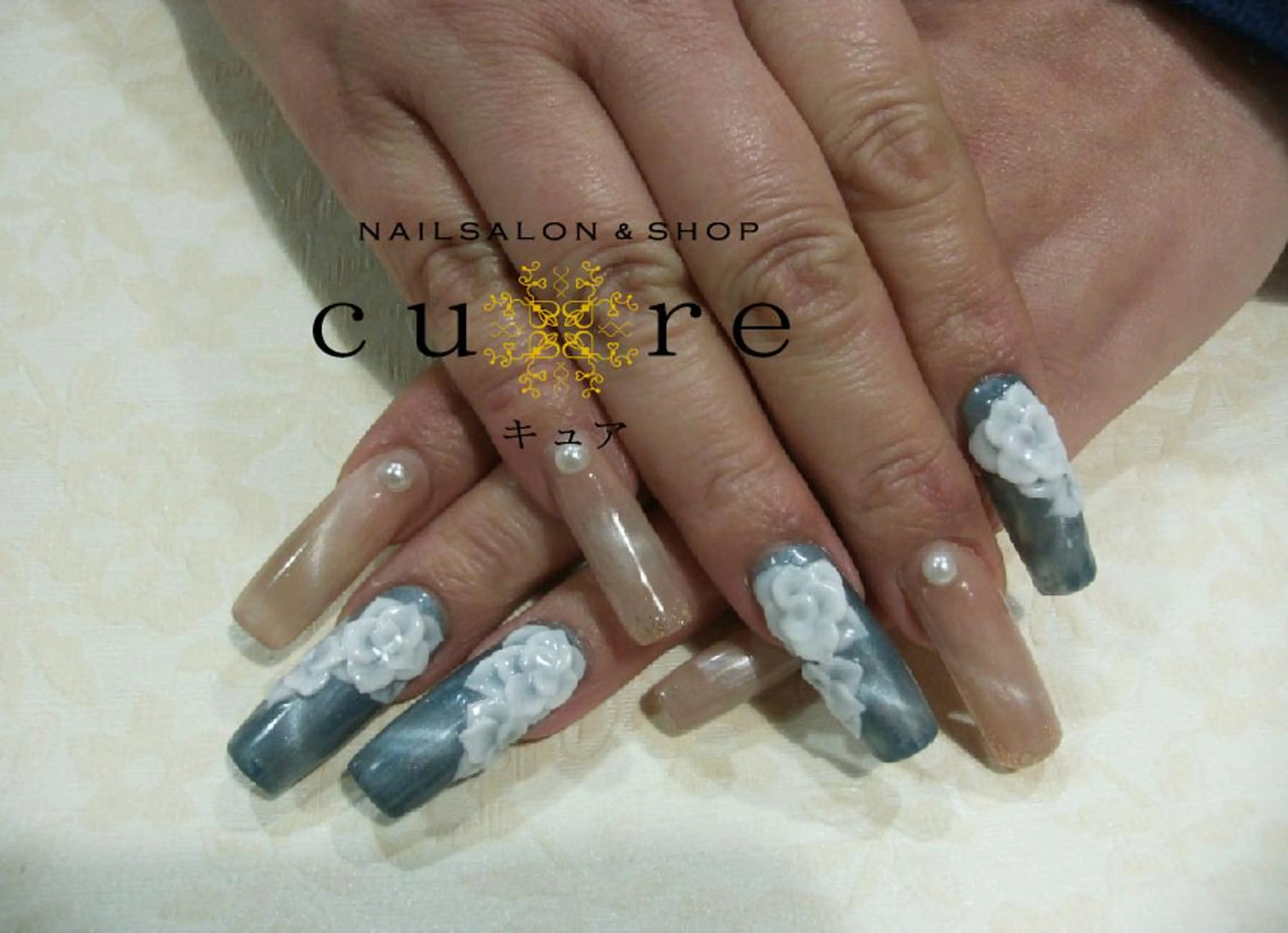 ロング ネイル マグネットネイル ネイルサロン Cureのネイルデザイン