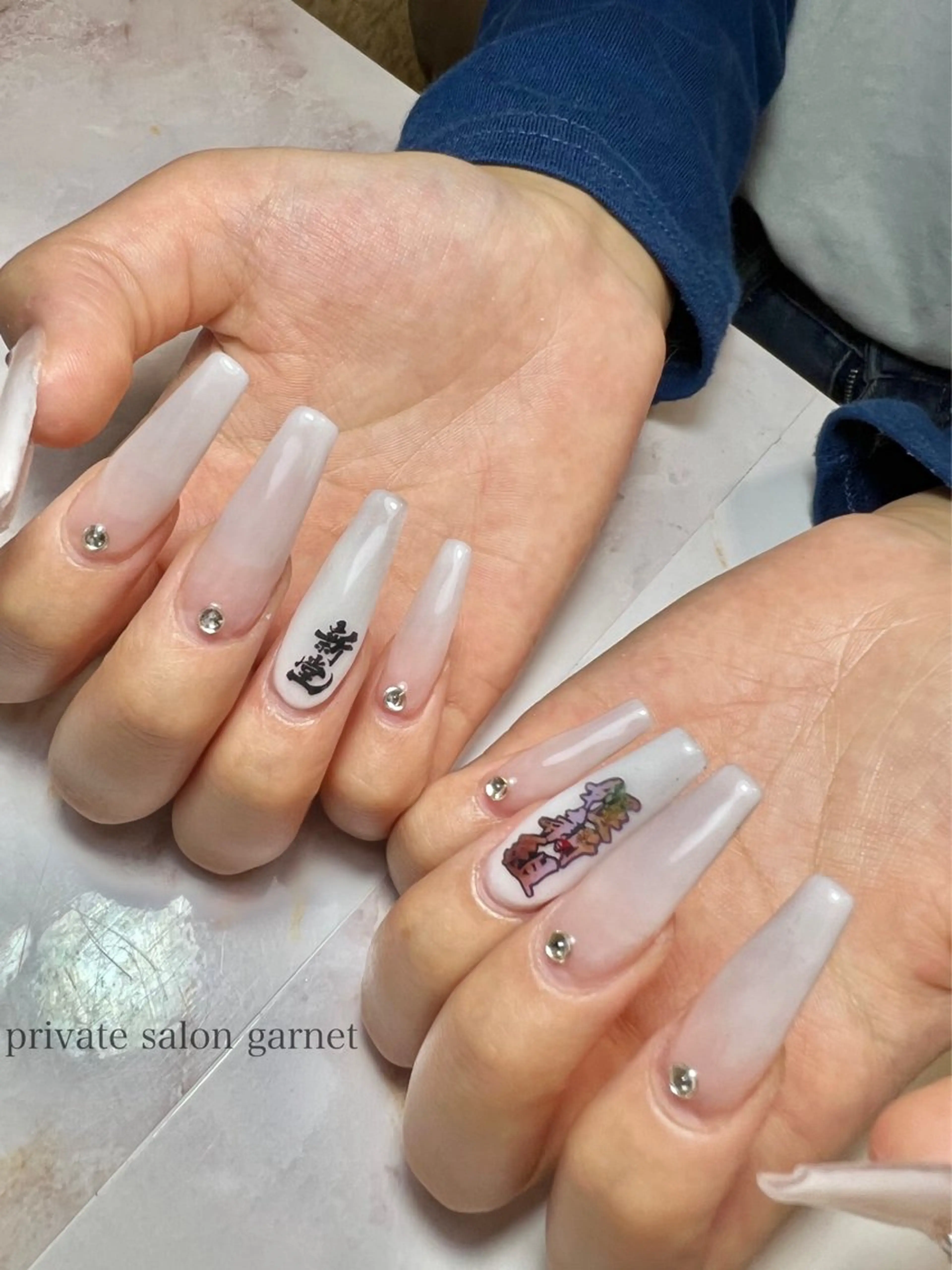 ネイル ロングネイル スカルプネイル ハンドネイル Garnet nailのネイルデザイン