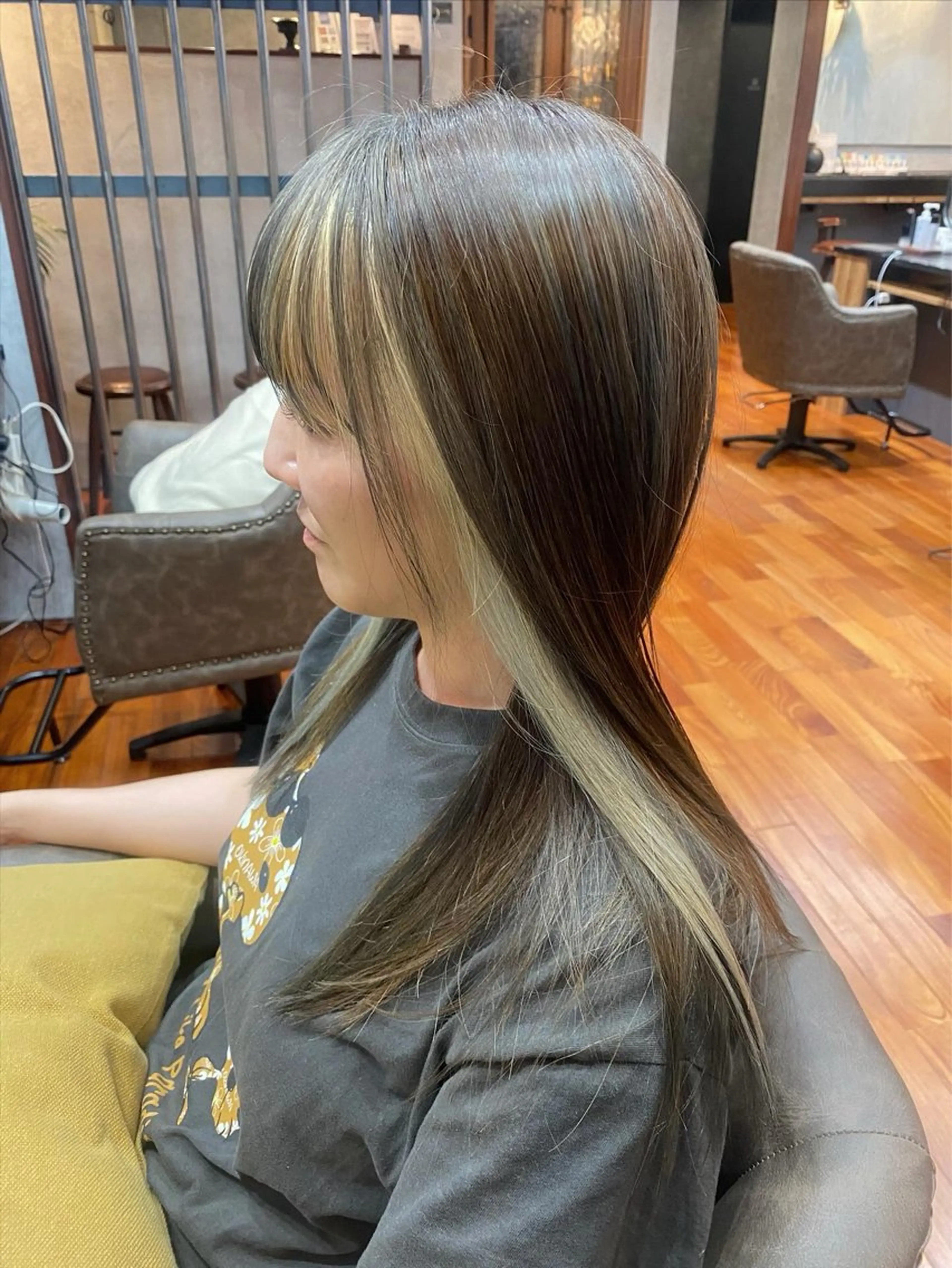 ロング カラー ヘアアレンジ ミストバング  フェイスフレーミング ハイライトカラー ハイライト DISCOHAIRsanc（ルジャルダン町田）所属・烏山 達也のヘアスタイル