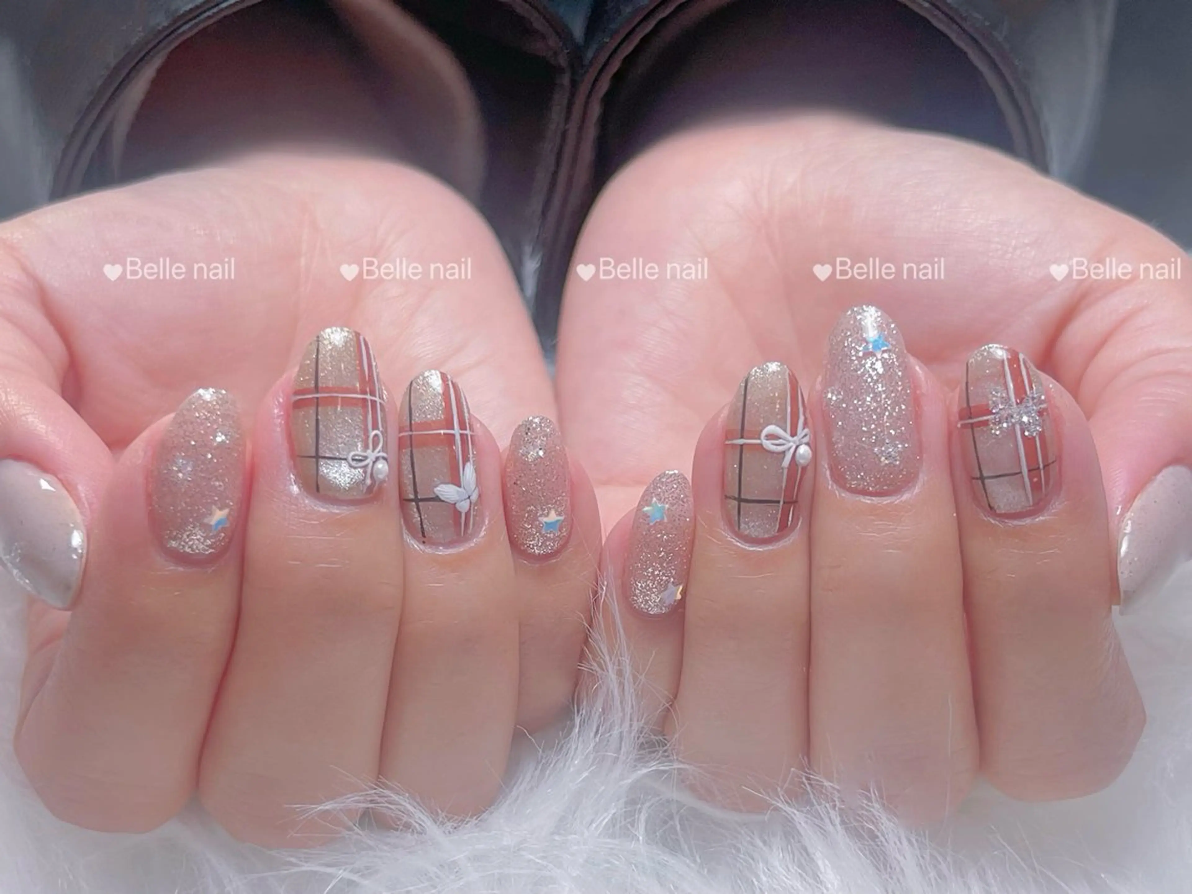 ネイル アートネイル 長さ出し フレンチネイル ジェルネイル キラキラネイル Belle Nail Salonのネイルデザイン