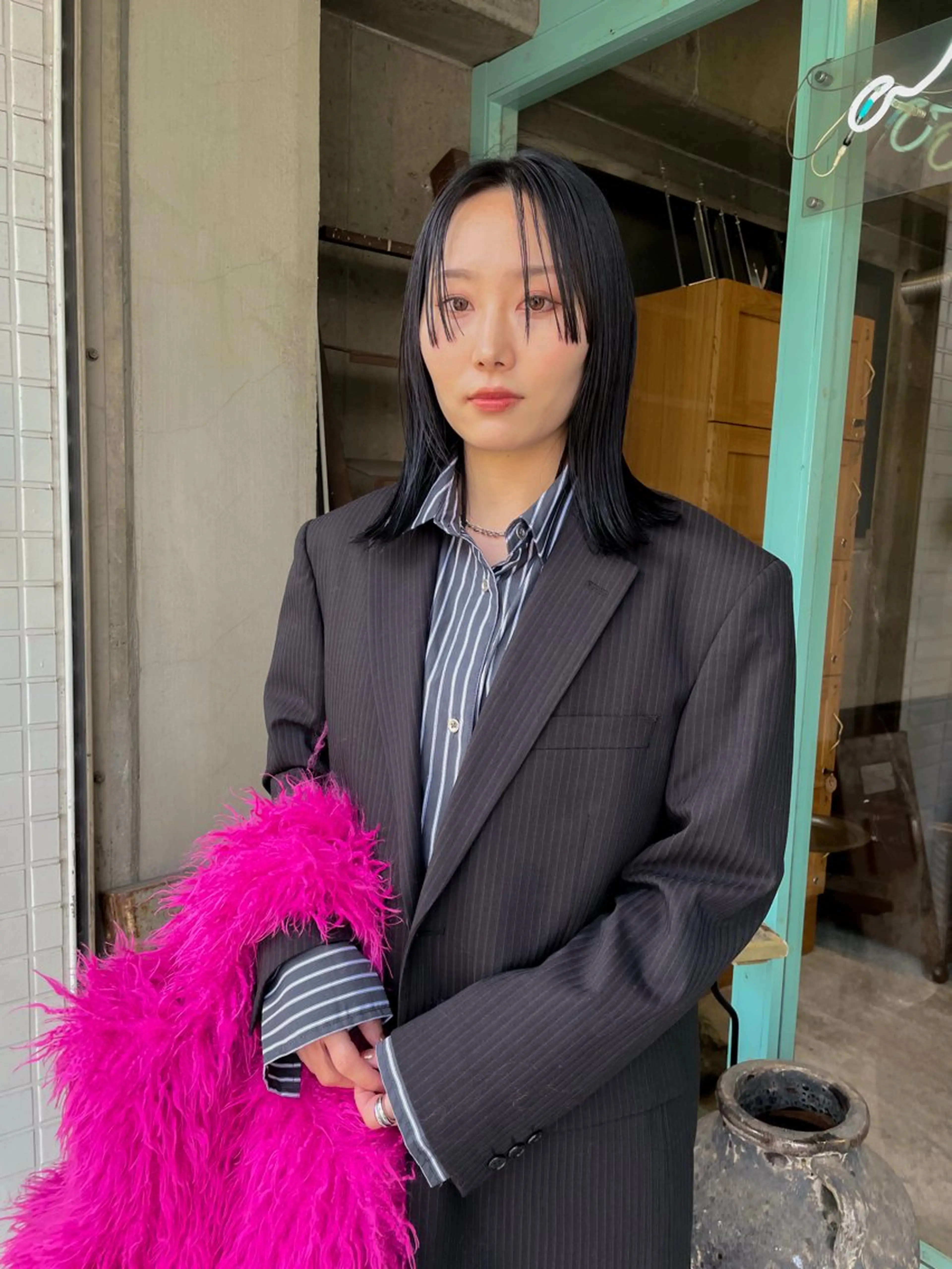 ミディアム カラー パーマ/レイヤー 岩山丈一郎のヘアスタイル