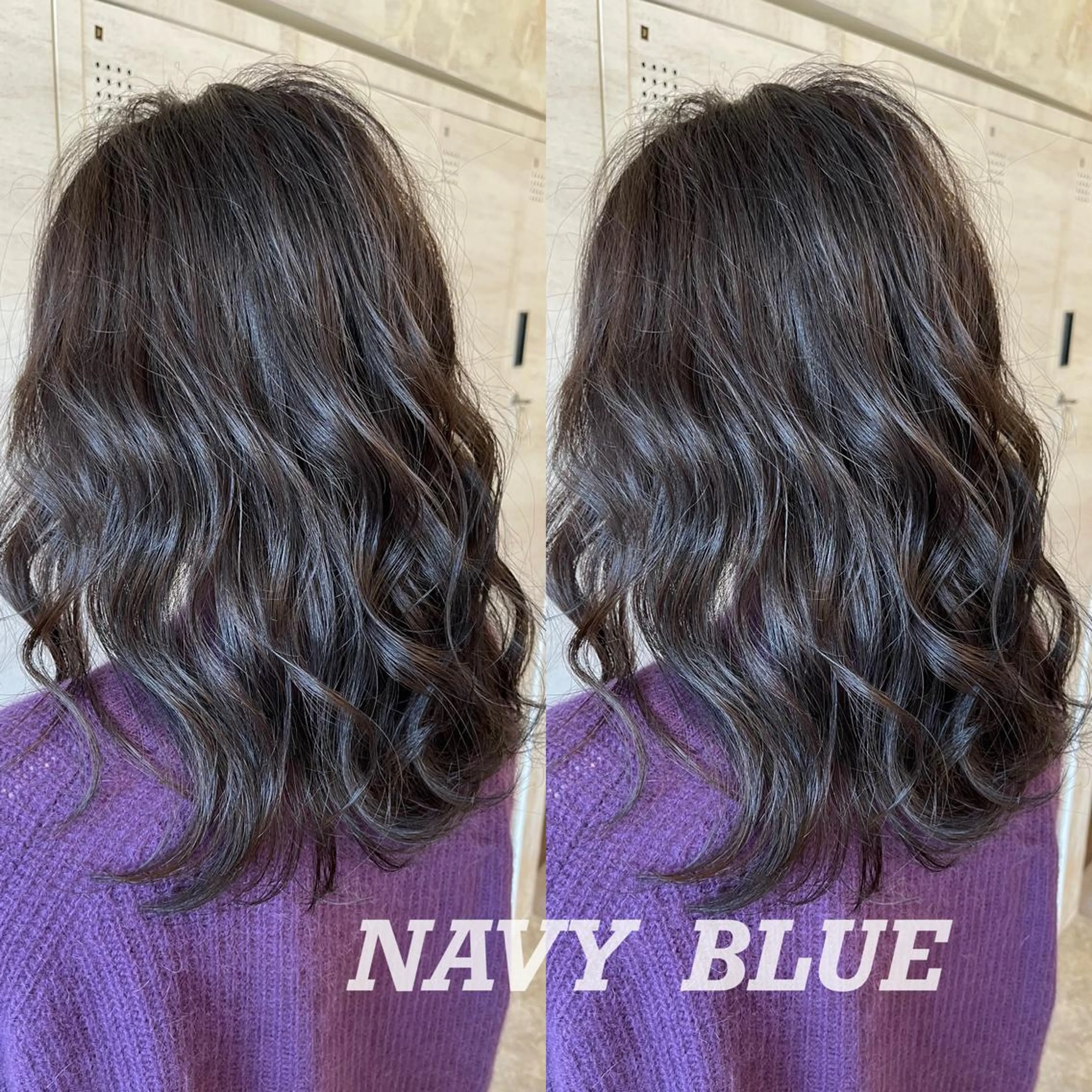 ミディアム カラー ブルーカラー ネイビーカラー youres  hair所属・佐々木 裕一のヘアスタイル