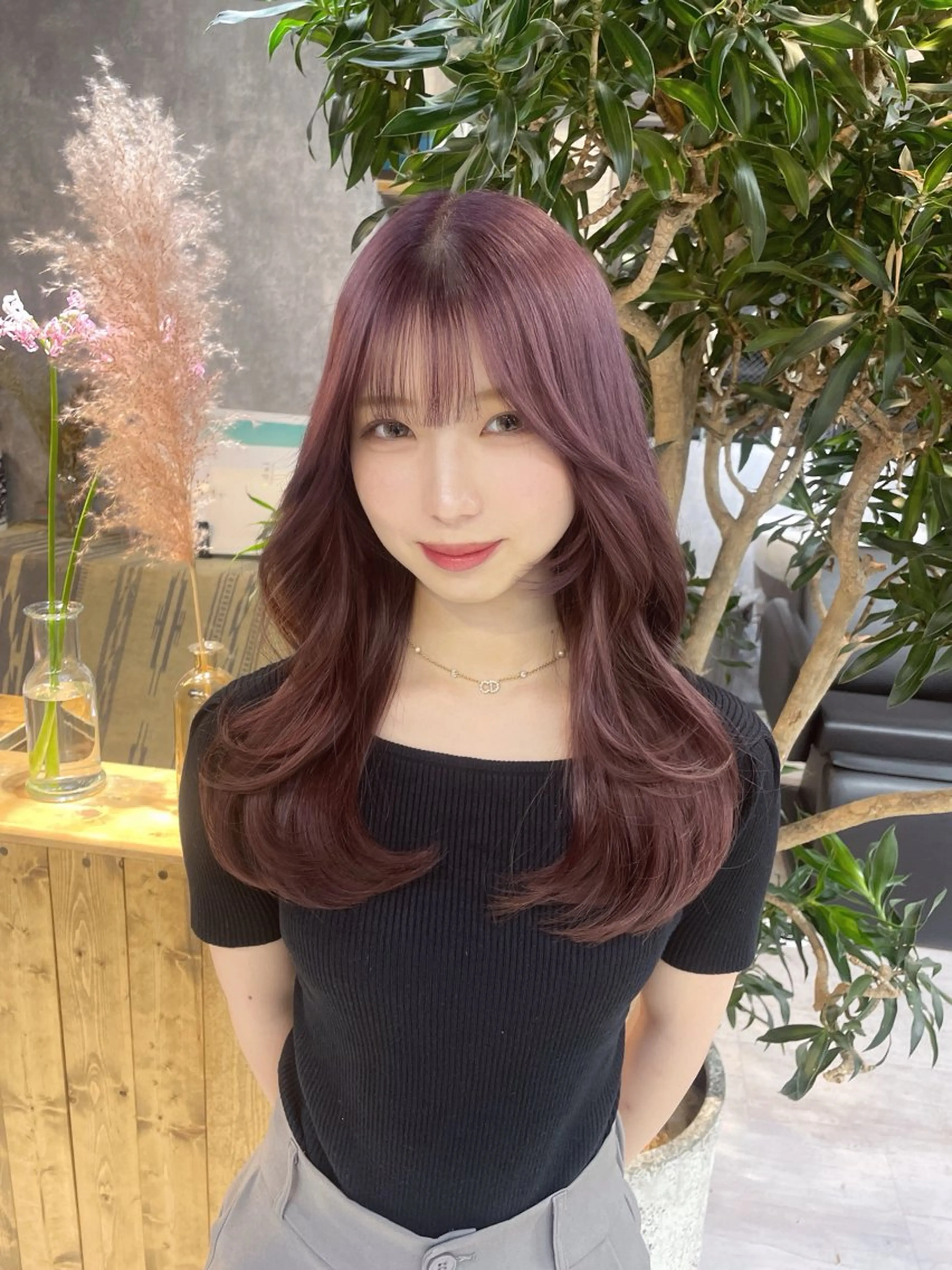 ロング カラー ブラウンカラー ラベンダーカラー ラベンダーピンク ピンクカラー ピンクブラウン 宮城 ほのかのヘアスタイル