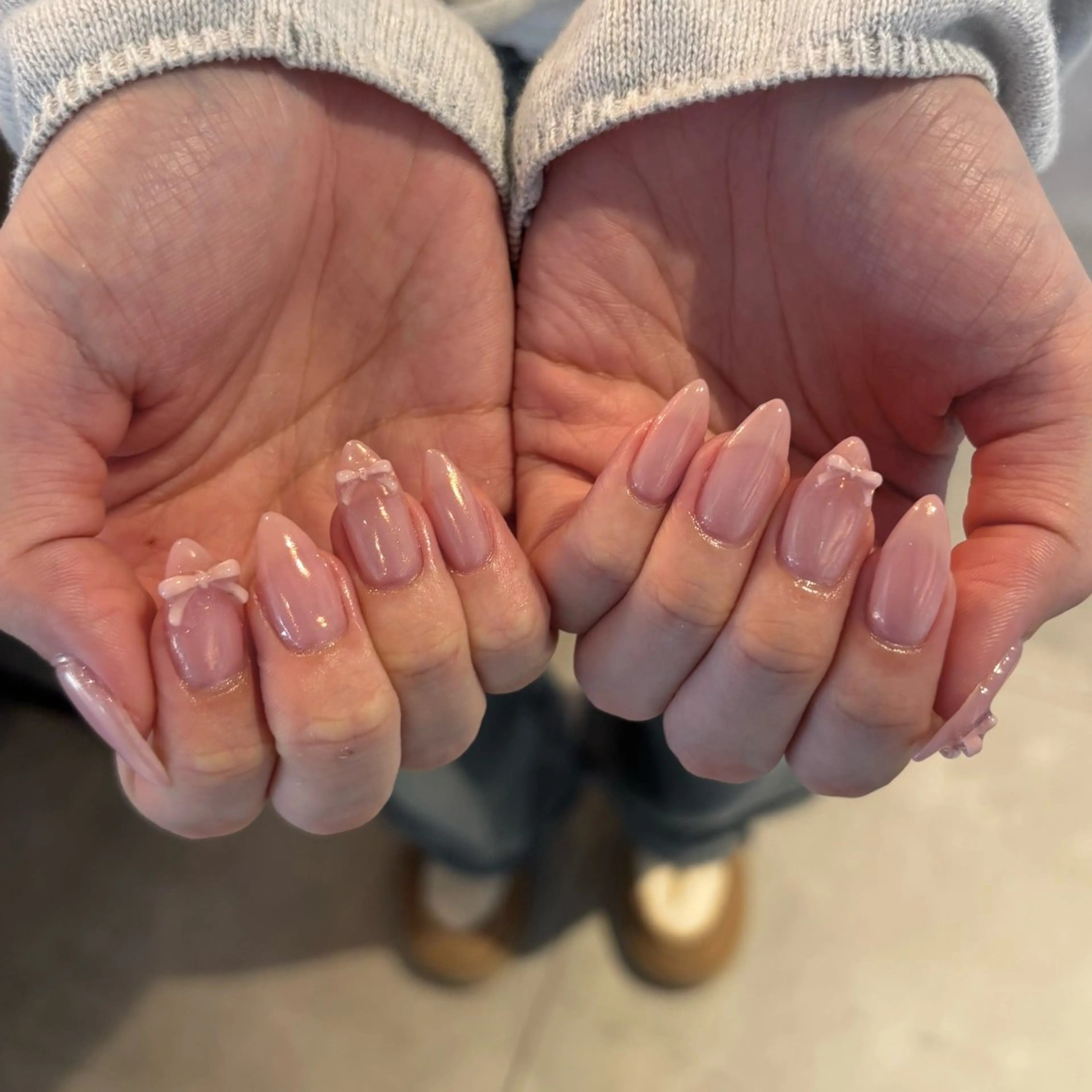 ネイル オーロラネイル リボン ✮ mikuのネイルデザイン