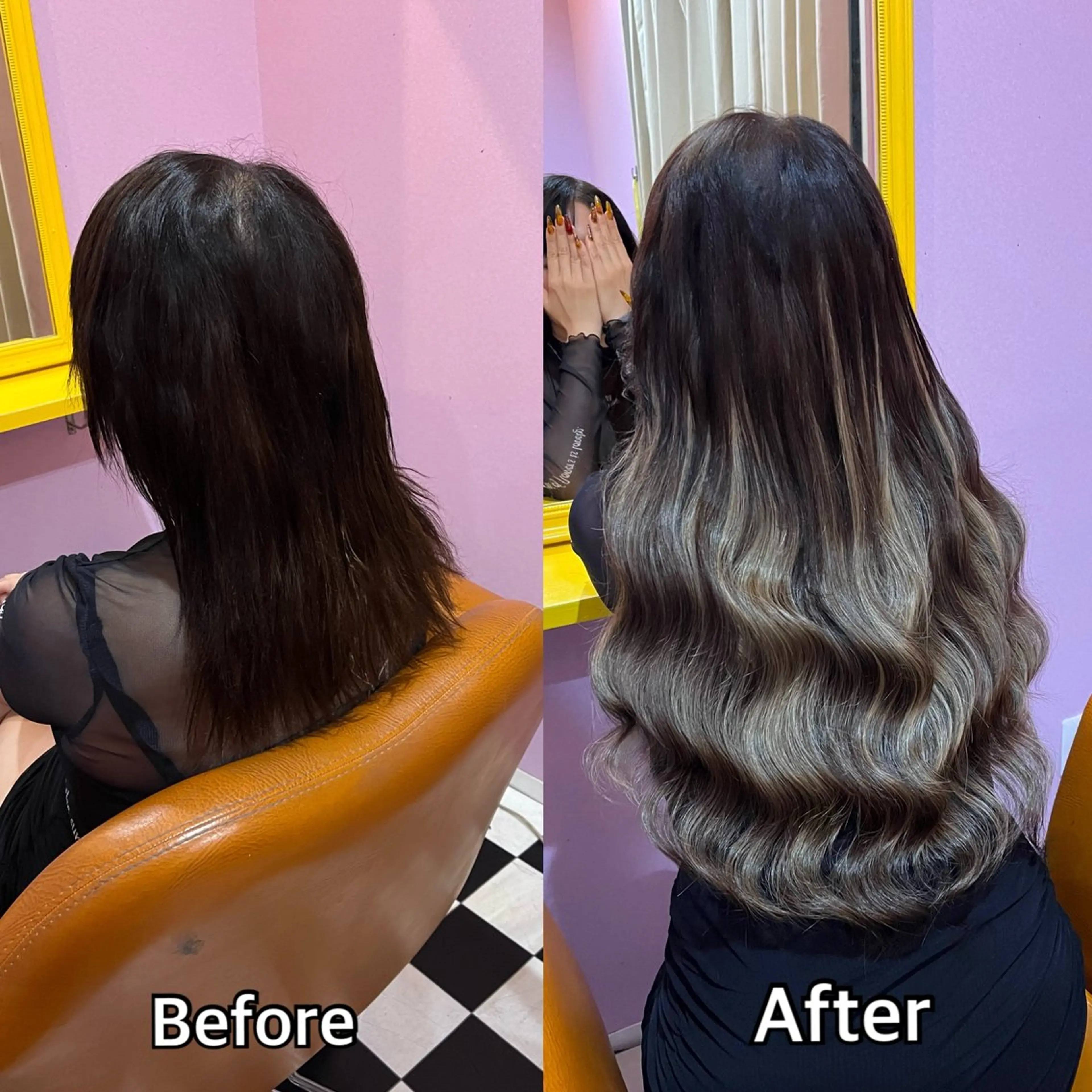 ロング エクステ シール＋ちび編み込み エクステ梅田🐨のヘアスタイル