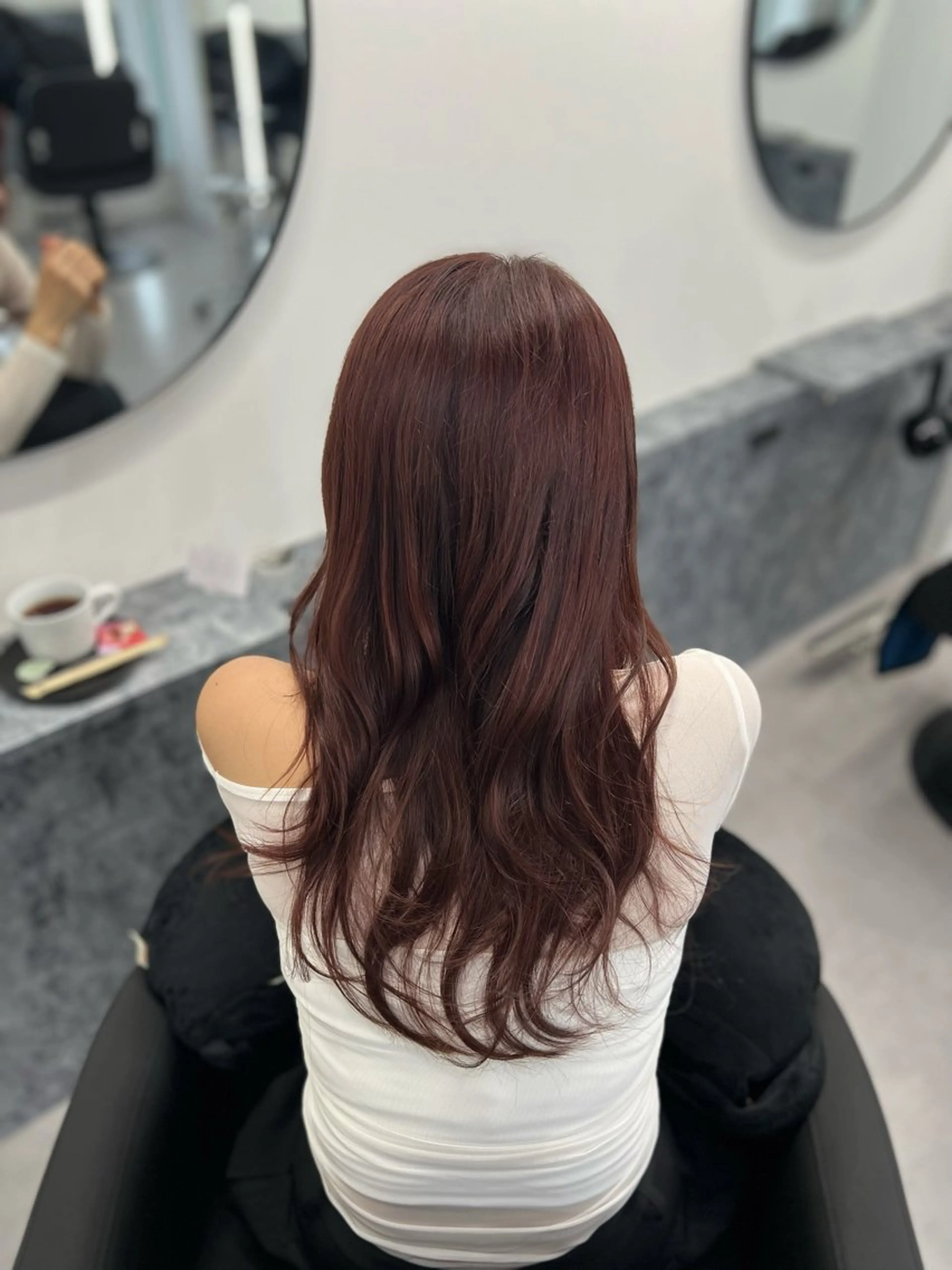 ロング カラー ヘアカラー トリートメント eco/堀江/ 艶カラー/縮毛矯正のヘアスタイル