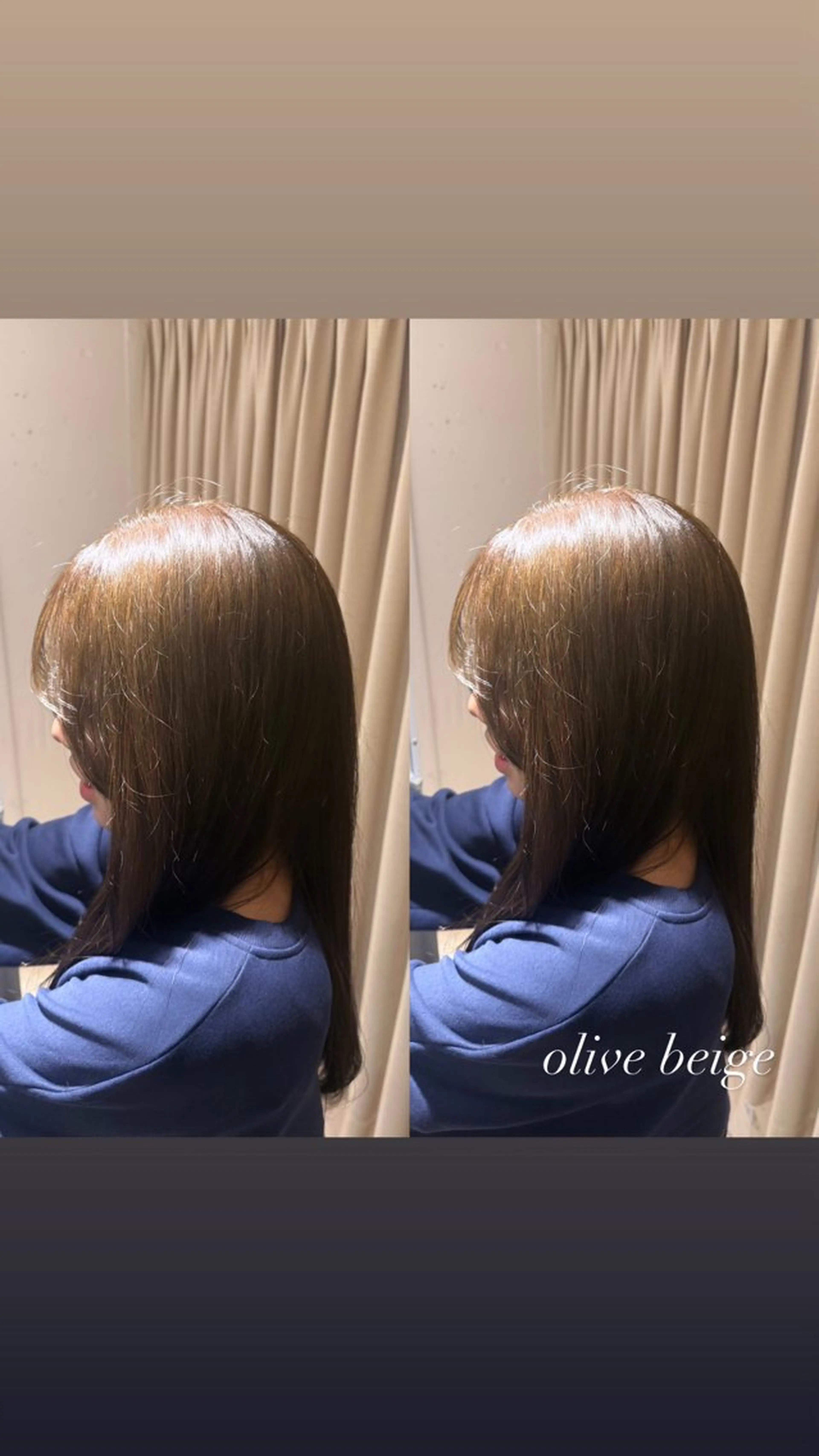 ロング カラー ベージュカラー ダブルカラー オリーブベージュ ヘアカラー 艶カラー/ ストレート/くるみのヘアスタイル