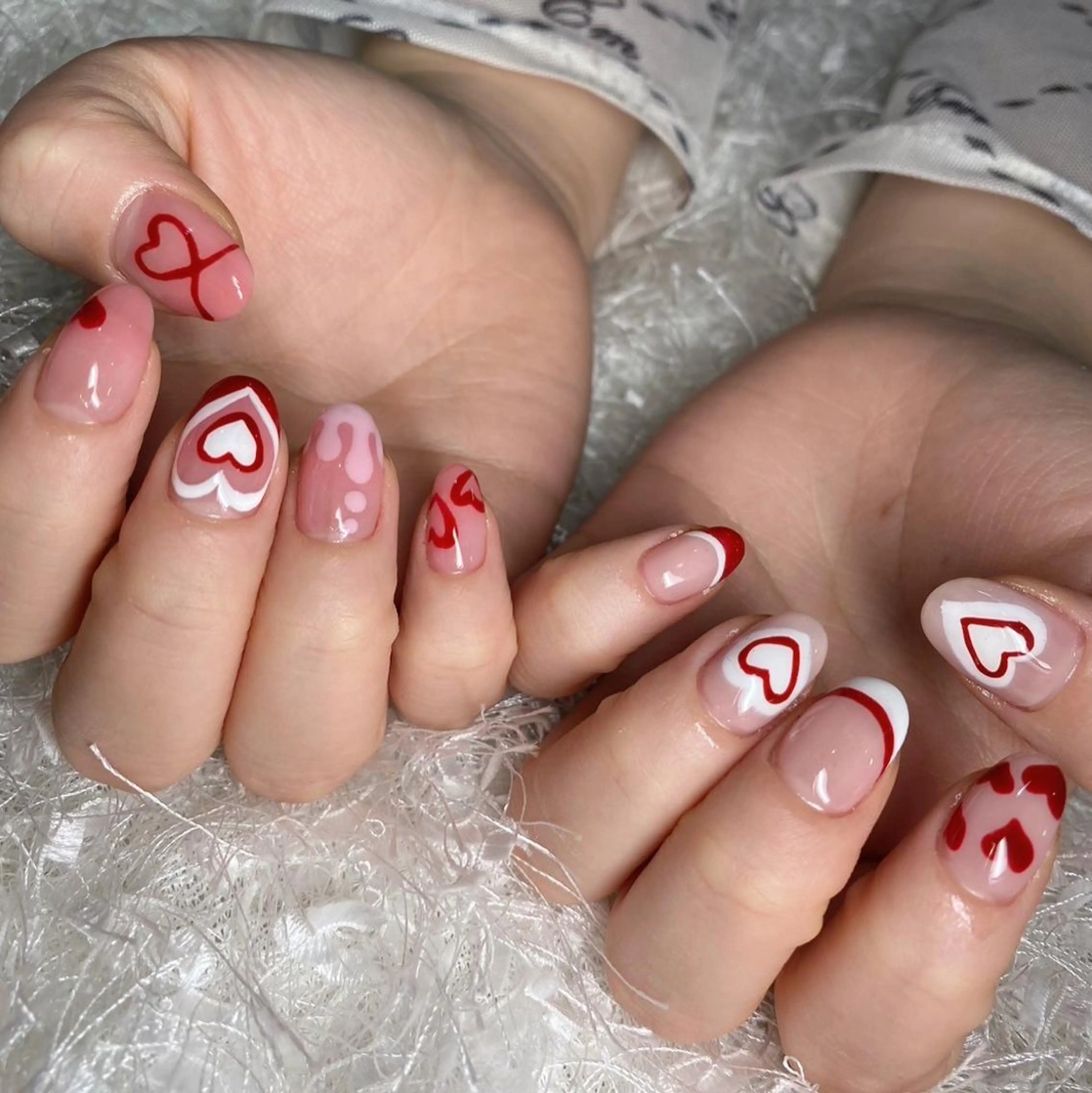 ネイル 長さ出し ジェルネイル グラデーション ハート 韓国ネイル ハンドネイル Nail&eye Belire 新宿のネイルデザイン