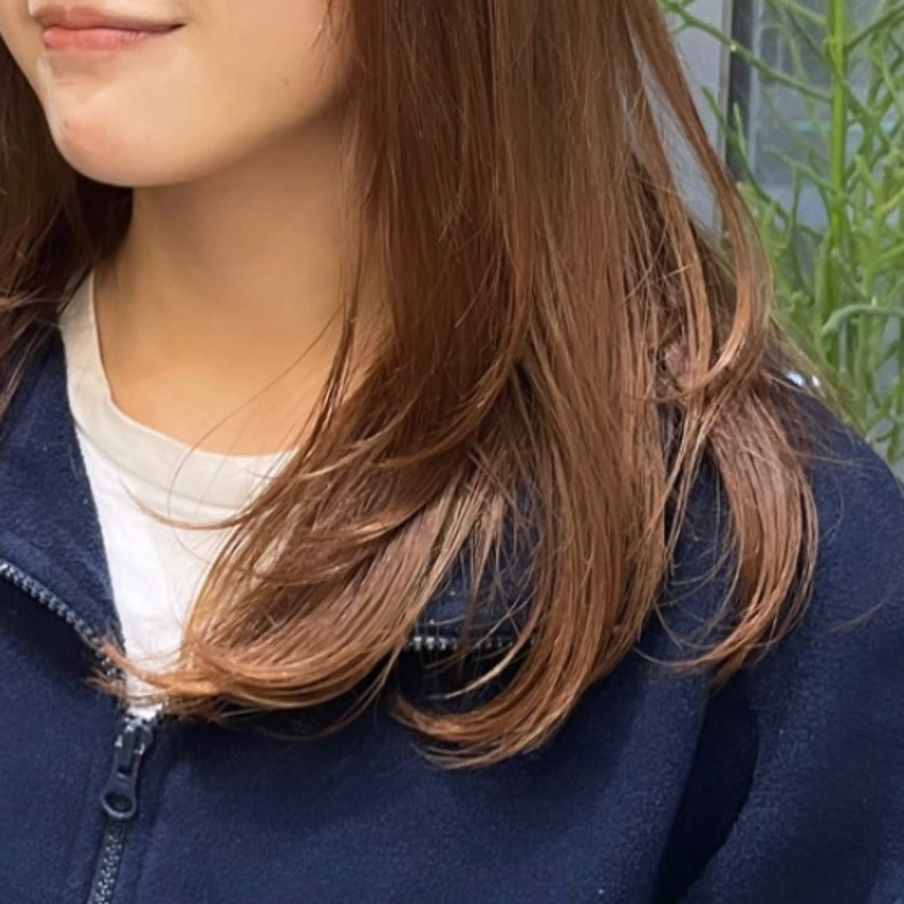 セミロング カラー ブリーチ ブラウンカラー ダブルカラー ブリーチなしカラー オレンジ Rui/透明感カラー 暖色/レイヤーカットのヘアスタイル