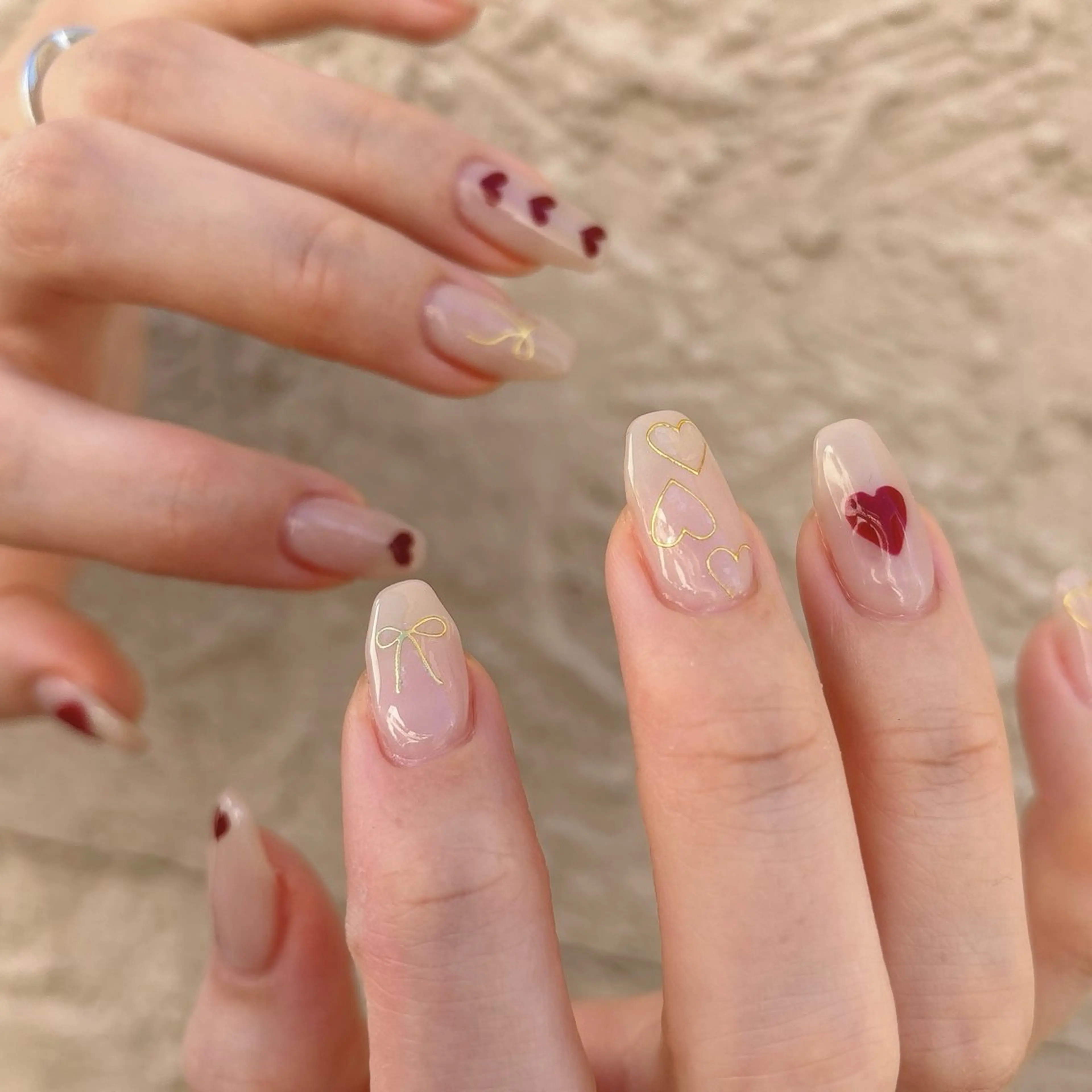 ネイル ハート バレンタイン ハンドネイル nails 🎀meのネイルデザイン