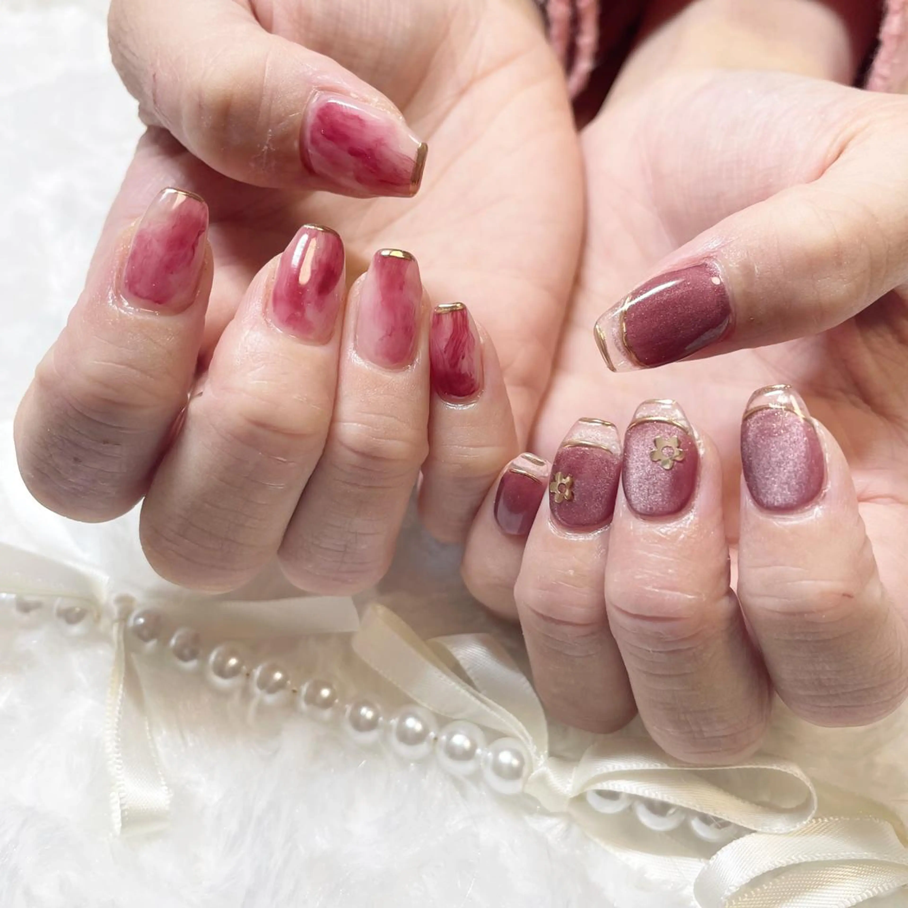 ネイル クリアネイル フレンチネイル ジェルネイル キラキラネイル 韓国ネイル ハンドネイル fiore nail 🦋のネイルデザイン