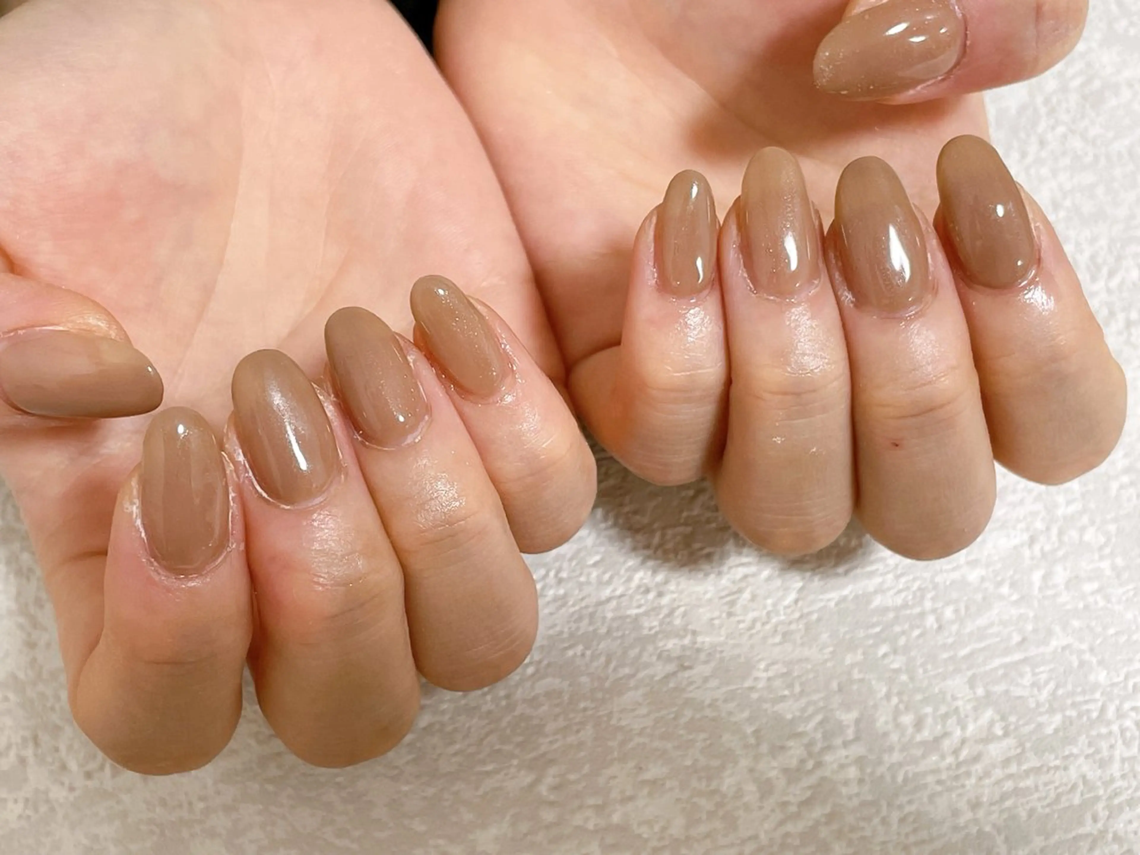 ネイル オーロラネイル ブラウン フットネイル フレンチネイル ジェルネイル ハンドネイル Mogu nail 二子玉川のネイルデザイン