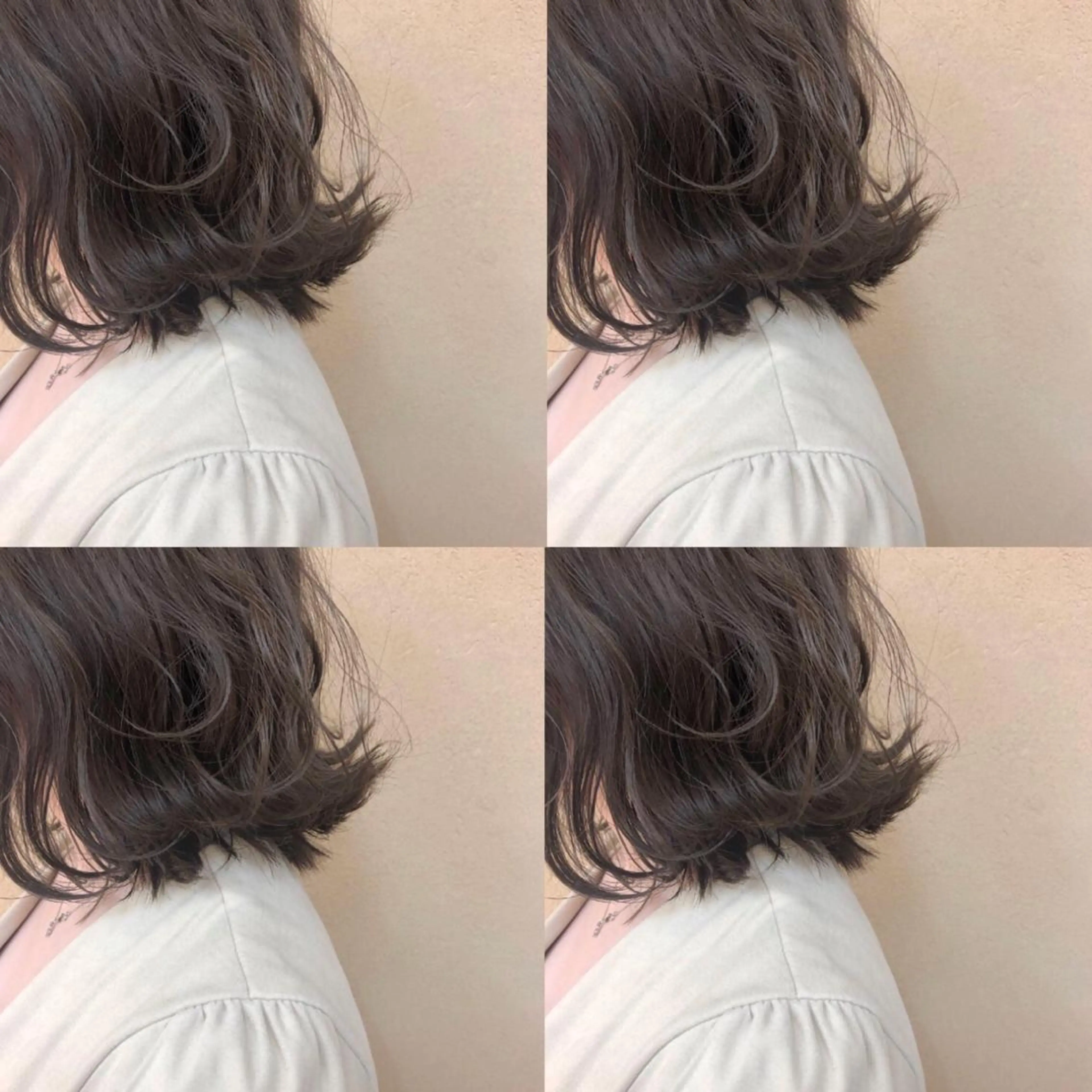 セミロング カラー パーマ ヘアアレンジ アッシュ ベージュカラー デザインカラー イヤリングカラー グラデーションカラー 髪質改善🫧ベージュ 椙山 響のヘアスタイル