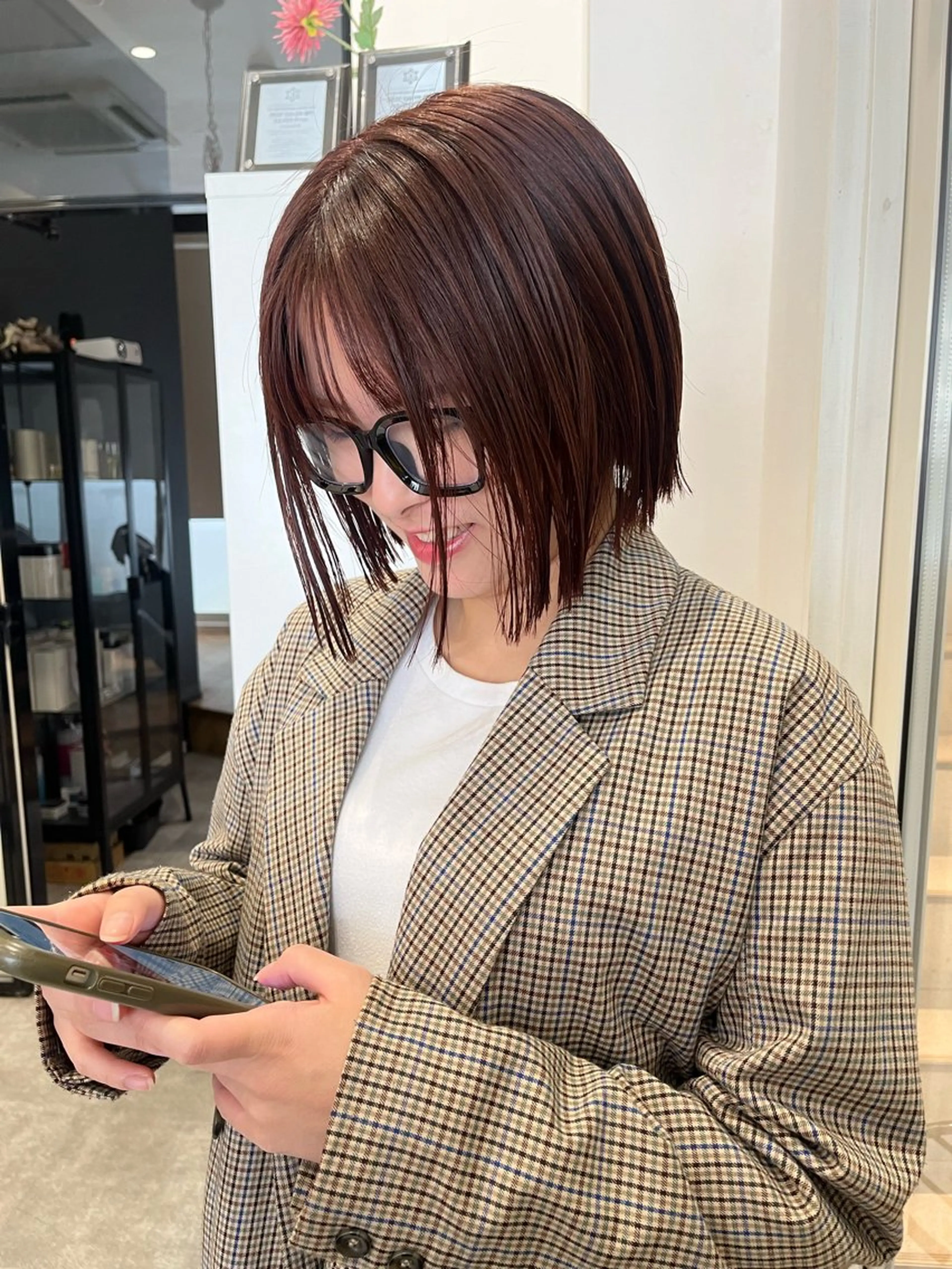 ショート レッドブラウン ボブ keshiki🦋 Nanaのヘアスタイル