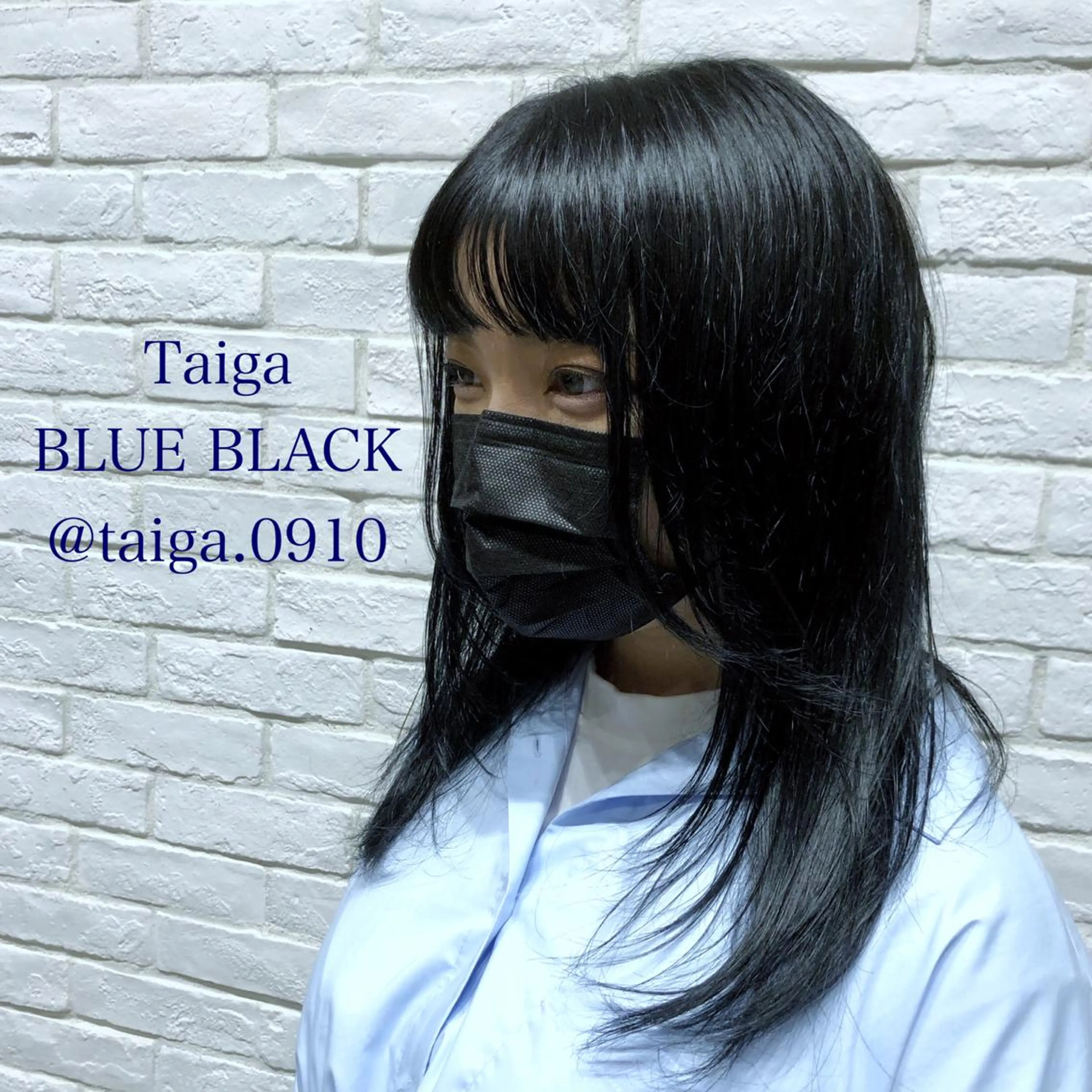 ミディアム カラー 黒髪 ブリーチ ブルーカラー ブルーブラック レディースヘア💫 加藤たいが🐯のヘアスタイル
