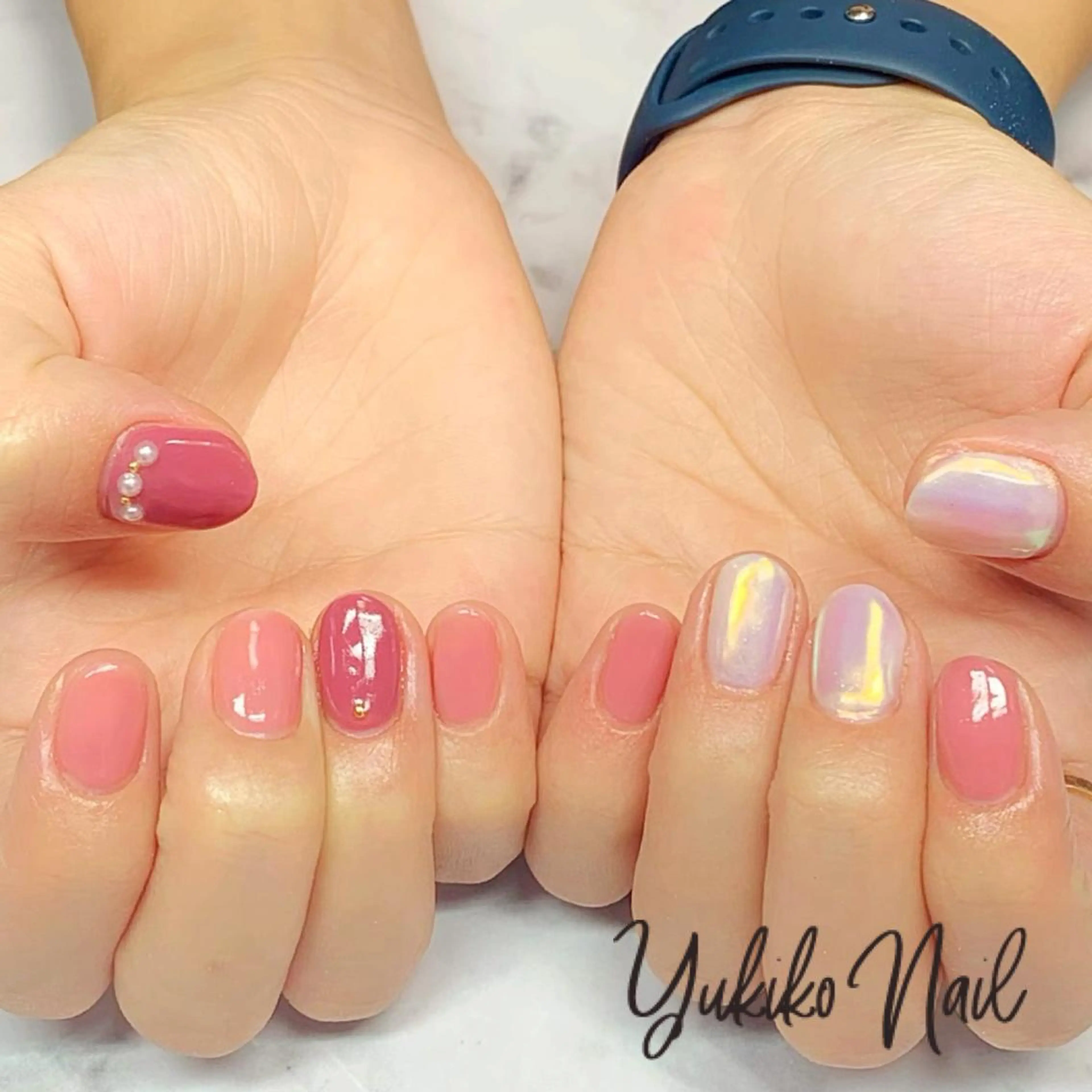 ネイル オーロラネイル 持ち込み シンプルネイル ハンドネイル ユキコ ネイルのネイルデザイン