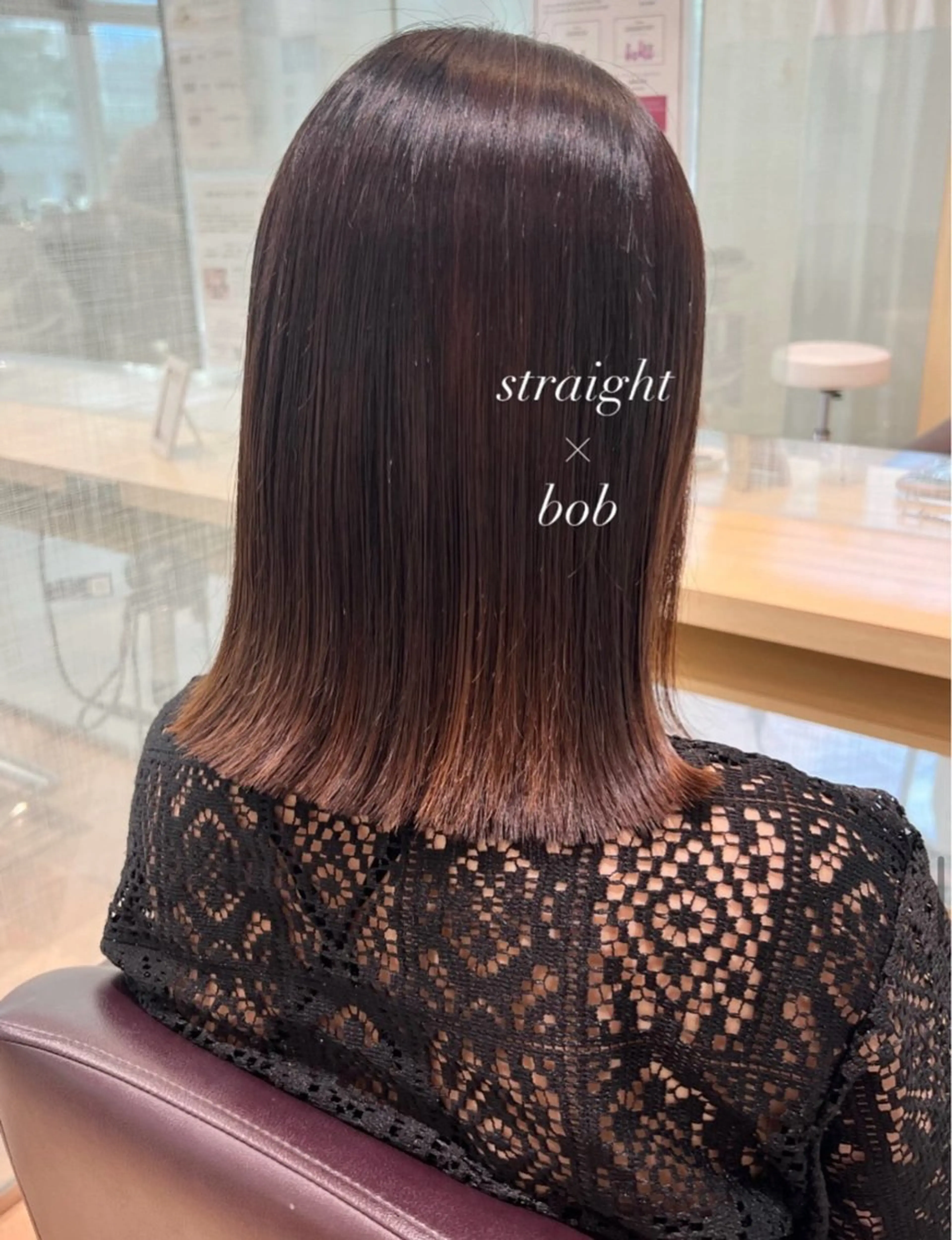 ミディアム ボブ カット 縮毛矯正 加納千華 /ボブ/ぱつっとボブのヘアスタイル