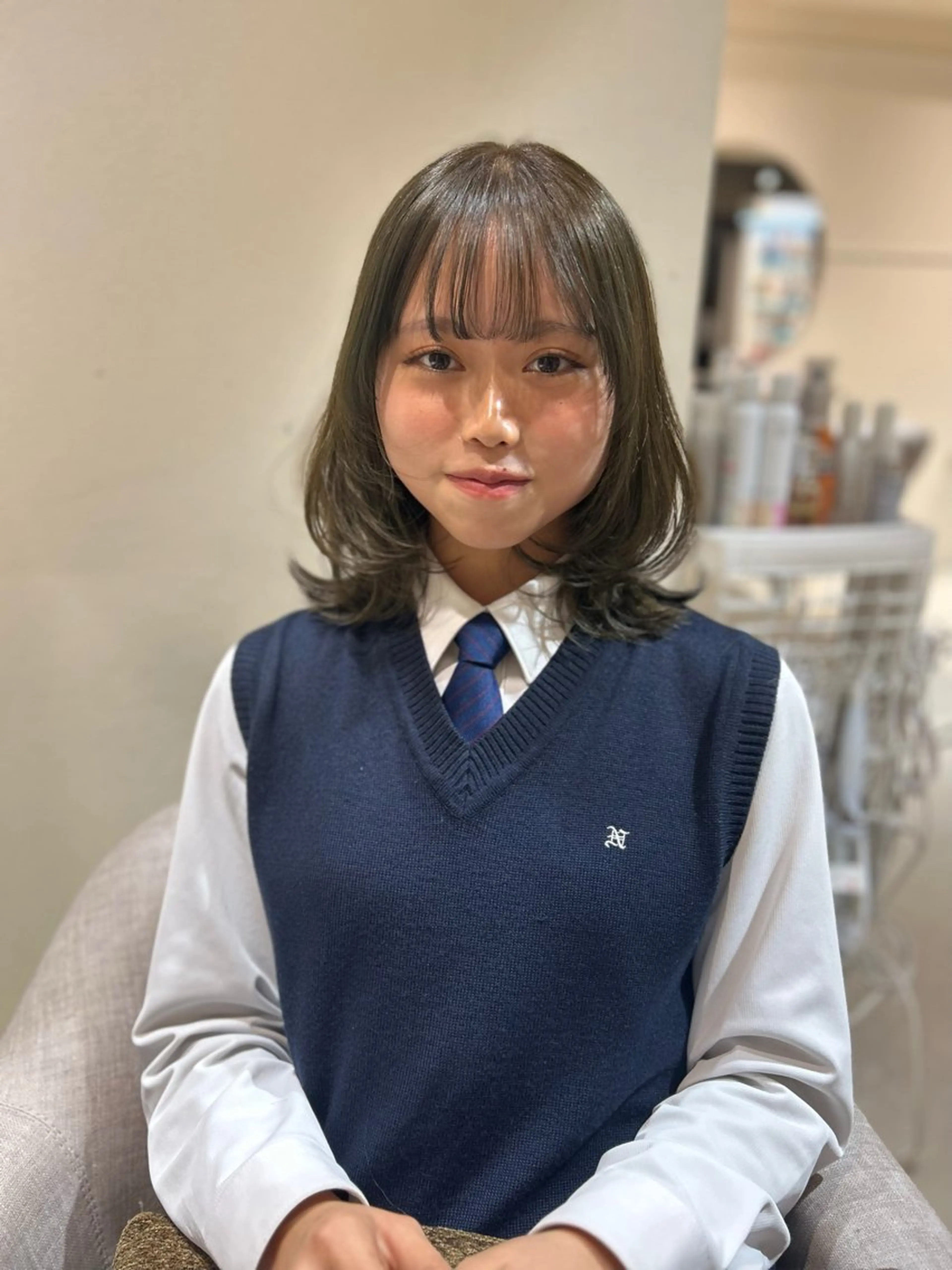 ミディアム 韓国風ヘア レイヤーカット 似合わせカット ヘアカラー CreBiA ten_【クレビアテン】所属・crebia 漢人 美海/レイヤーカットのヘアスタイル