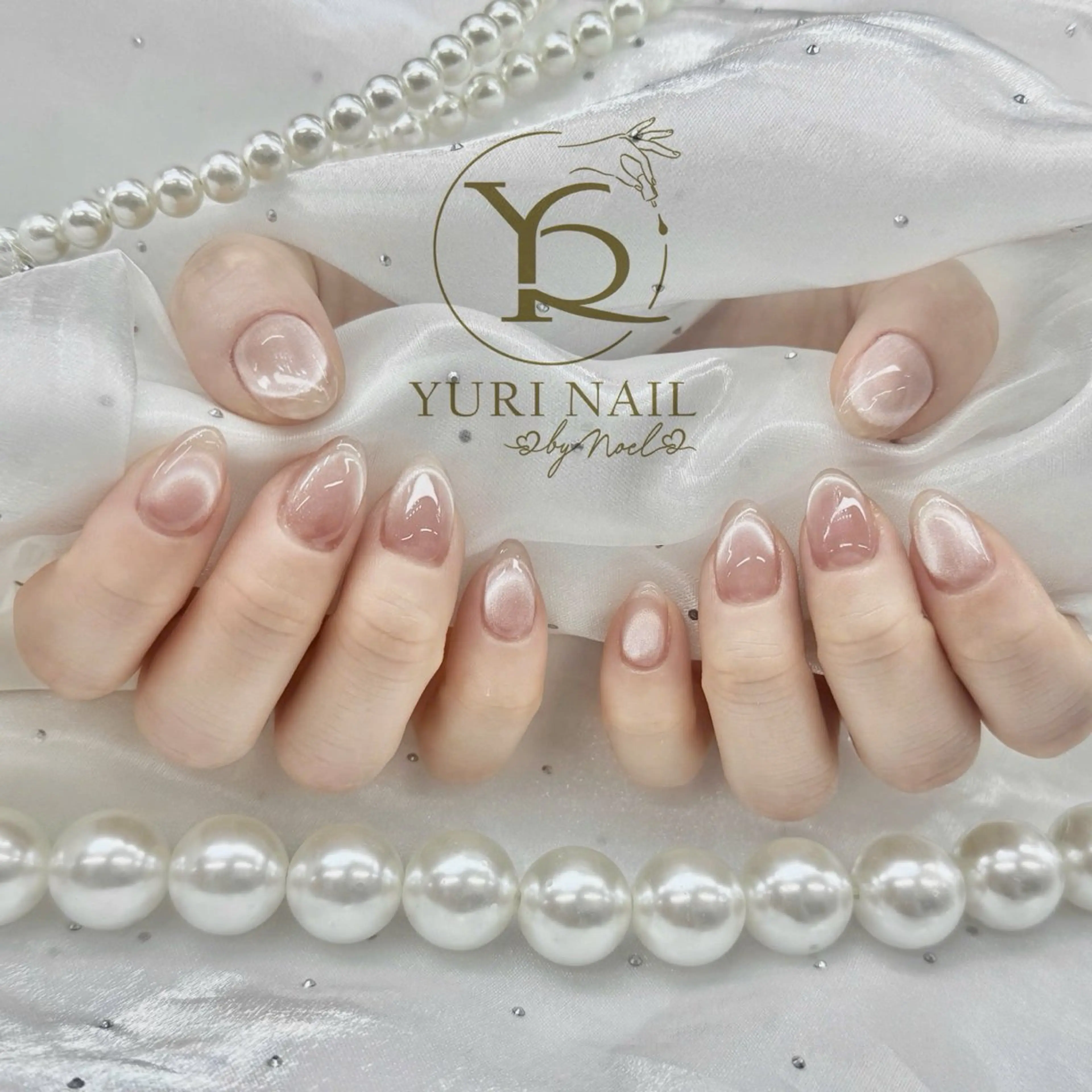 ネイル オーロラネイル ブルー チークネイル フレンチネイル グラデーション ハンドネイル フットネイル ハンドケア YURI Nail Salon Funabashi所属・YURI Nail Funabashiのネイルデザイン